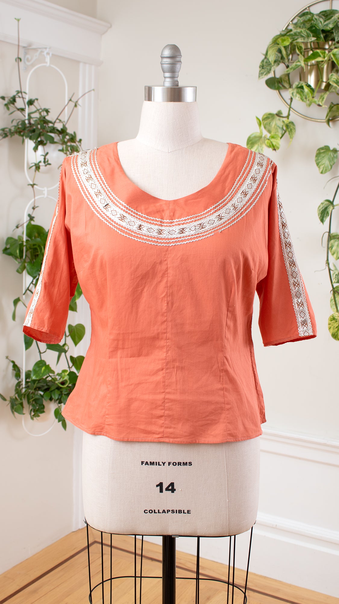 1950s Salmon Blouse & Skirt Patio Set | large