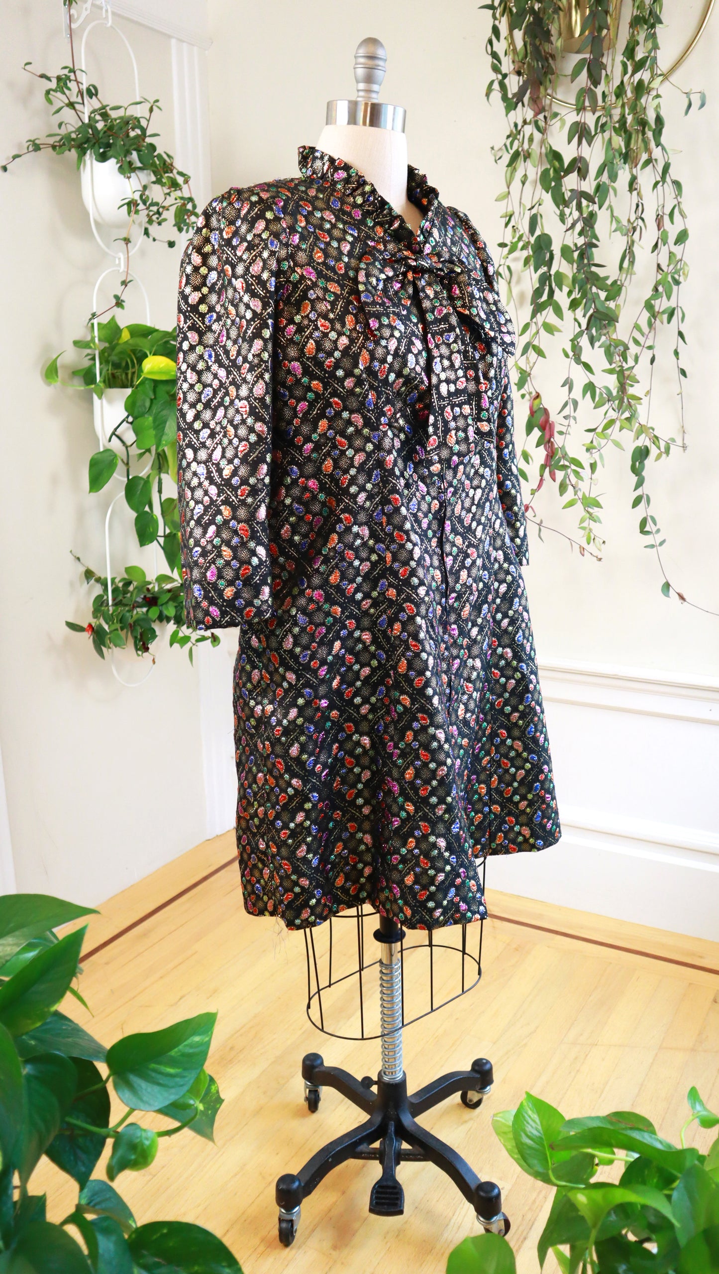 1970s Metallic Jewels Party Dress & Jacket Set | x-large
