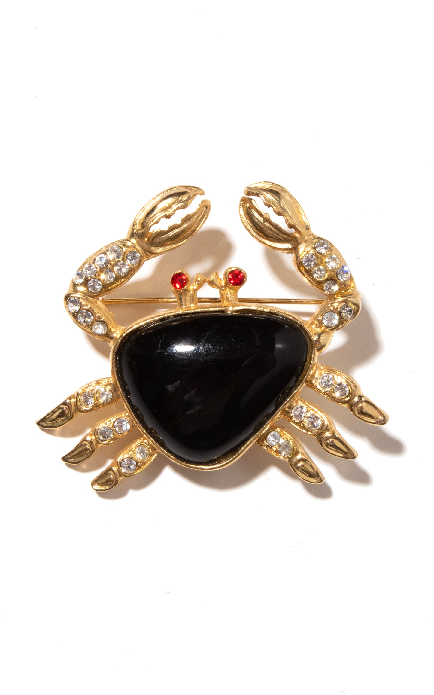 1980s Rhinestone Crab Brooch