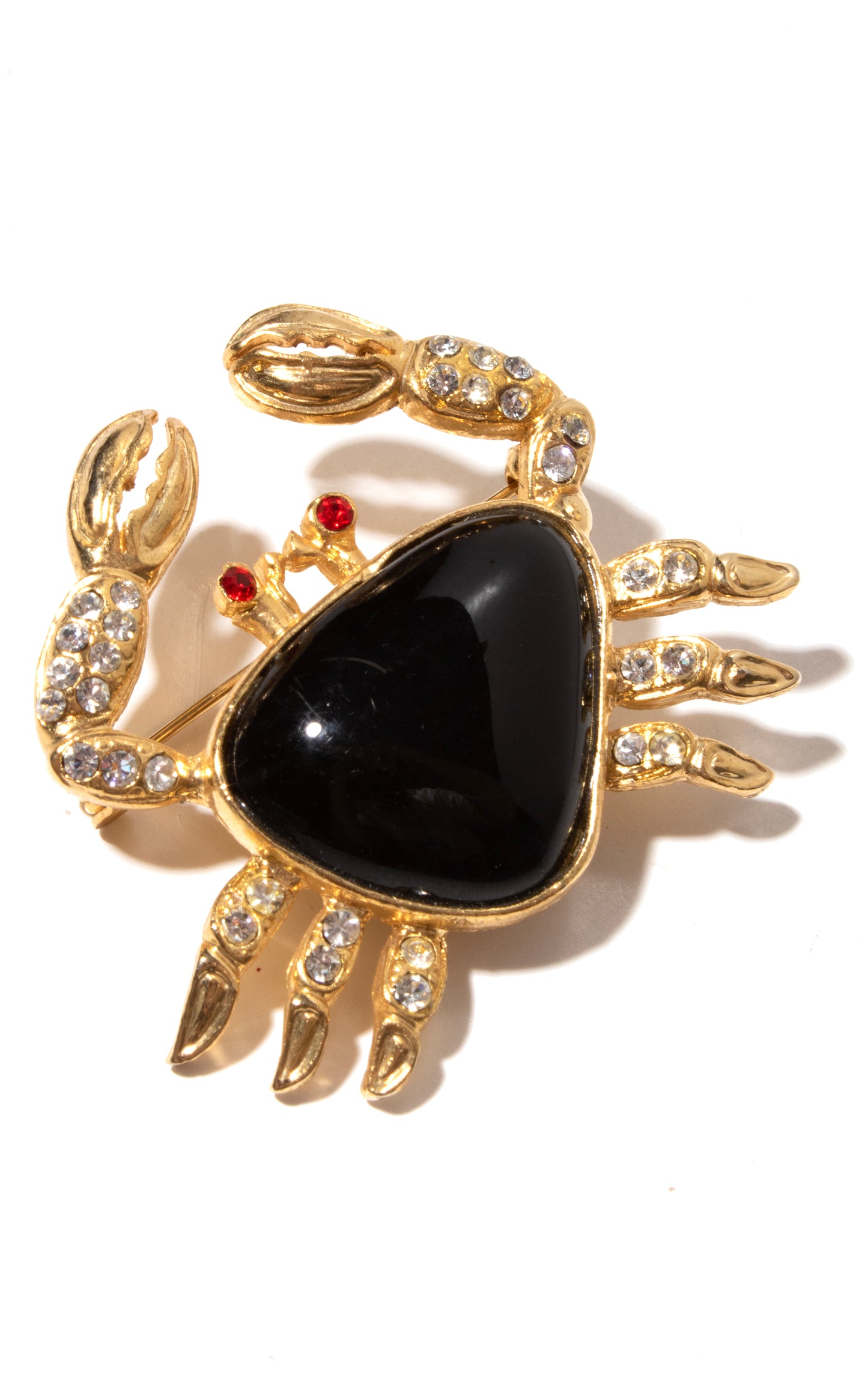 1980s Rhinestone Crab Brooch