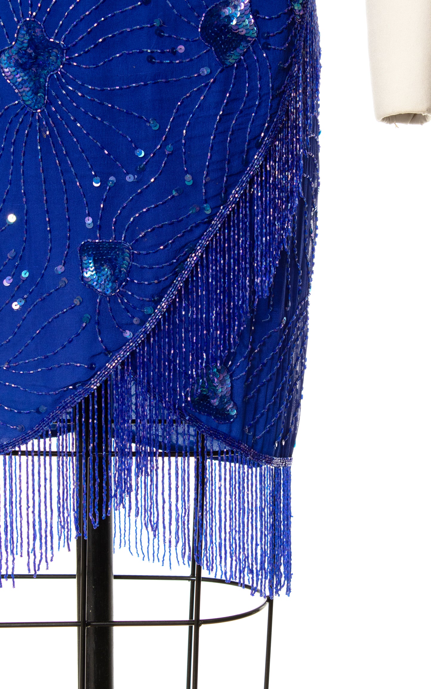 1980s Silk Beaded Tassels Party Dress | small/medium