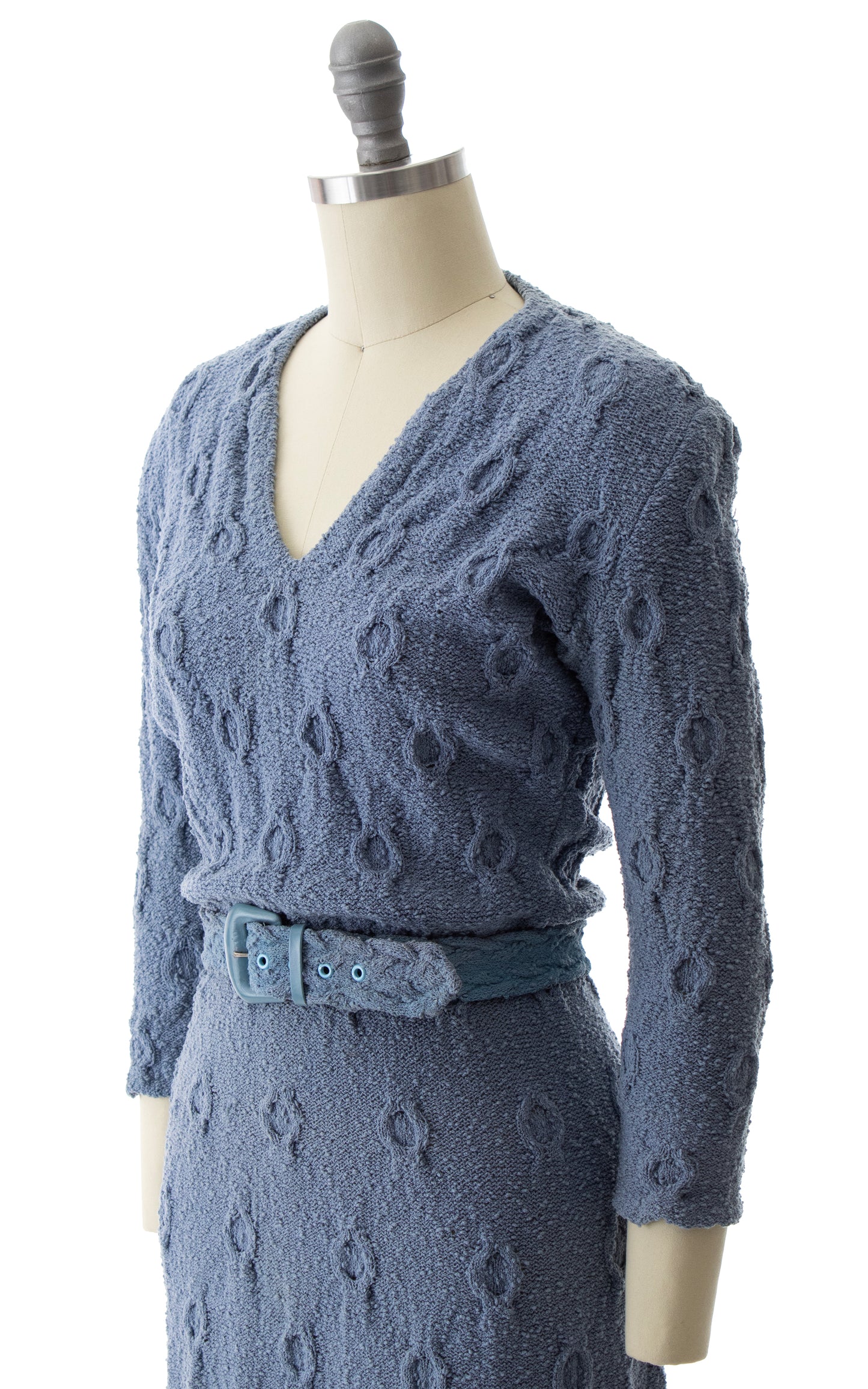 1940s 1950s Belted Knit Wool Sweater Dress | small