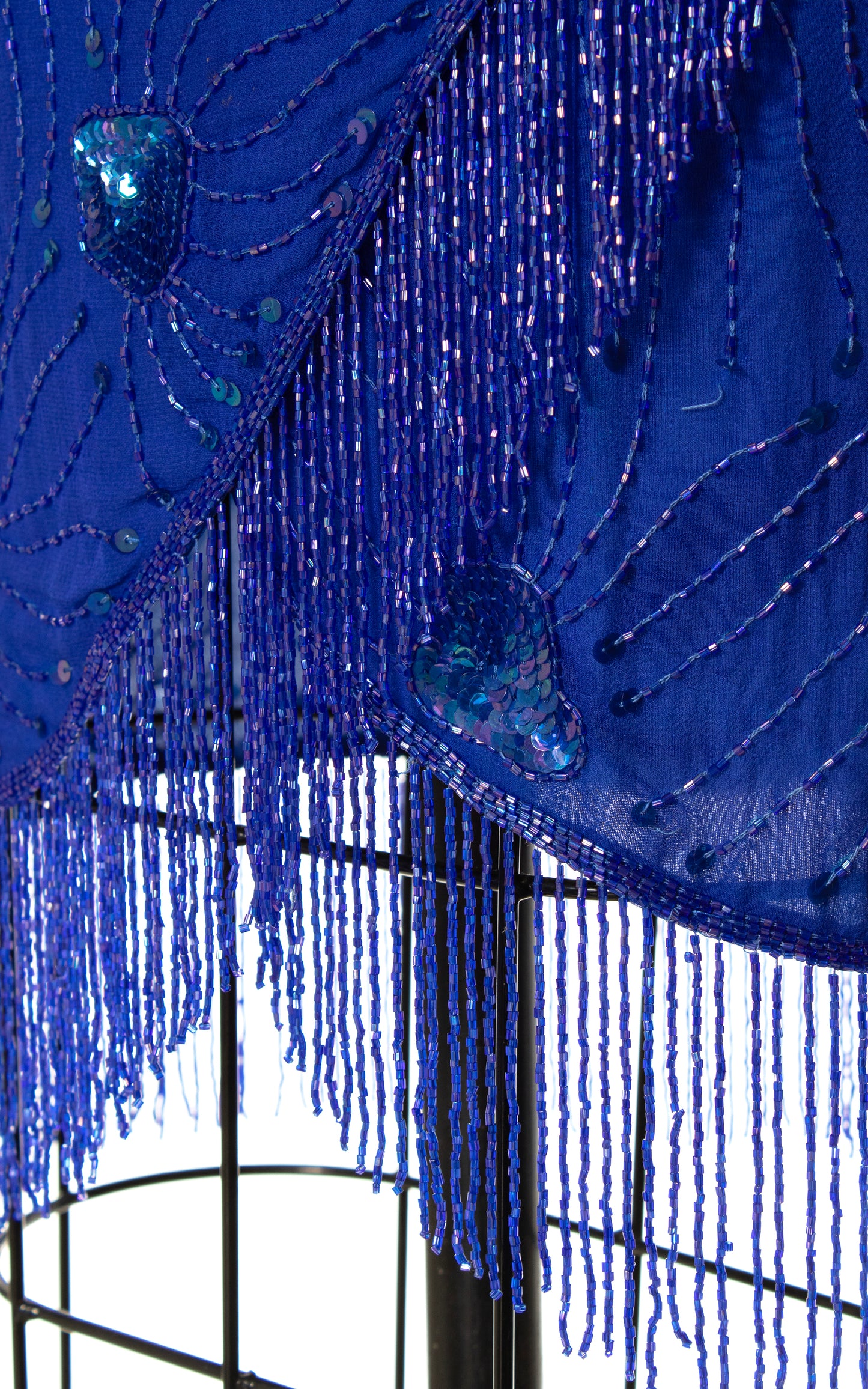 1980s Silk Beaded Tassels Party Dress | small/medium