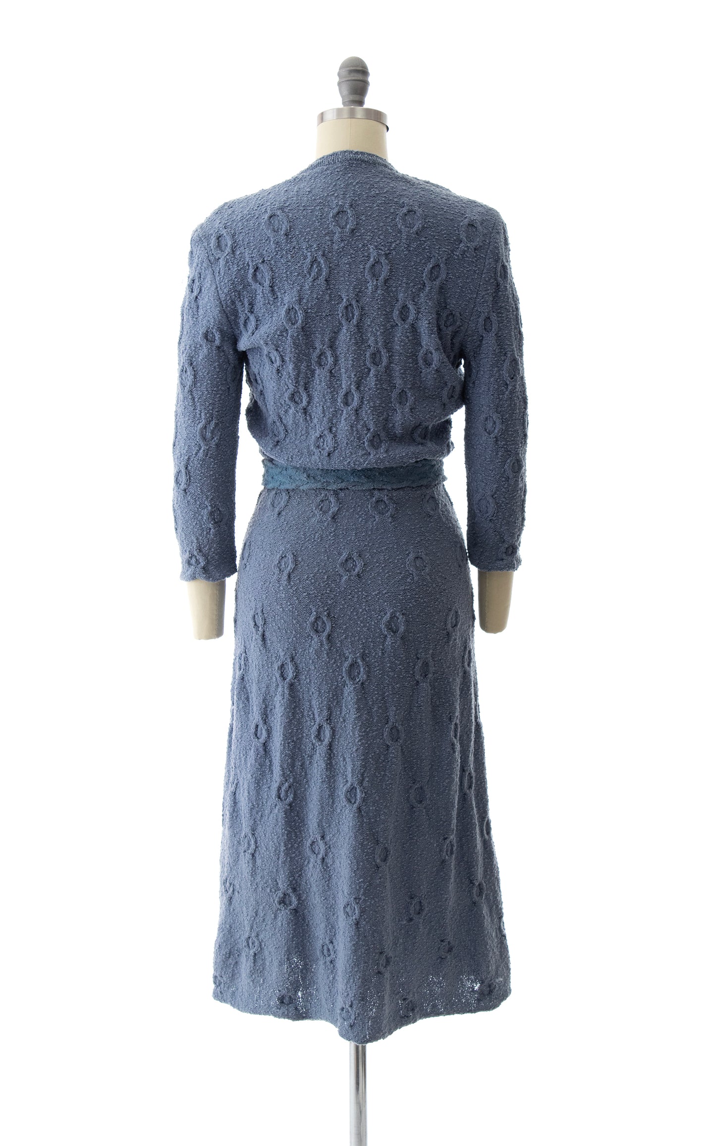 1940s 1950s Belted Knit Wool Sweater Dress | small