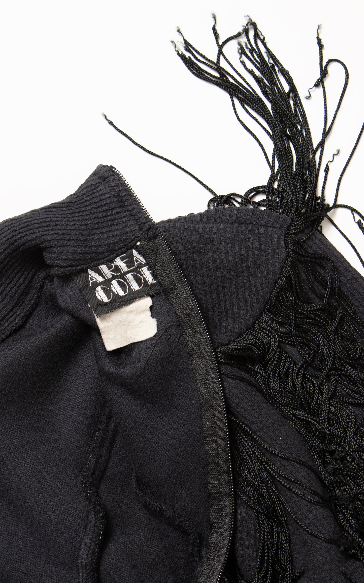 1990s Fringe Black Jersey Wiggle Dress | x-small/small/medium