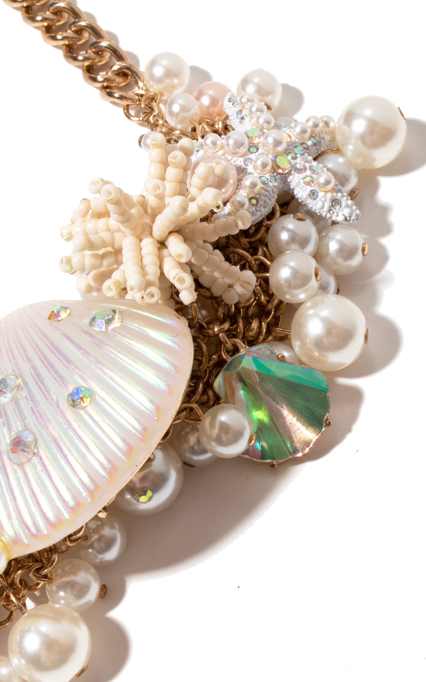 Modern BETSEY JOHNSON Beaded Shells Necklace & Bracelet Set