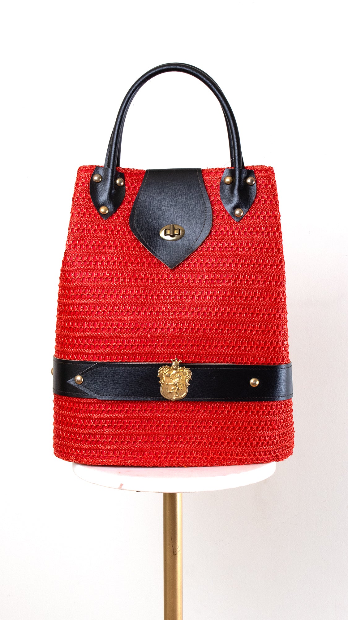 1960s Giant Red Raffia Purse