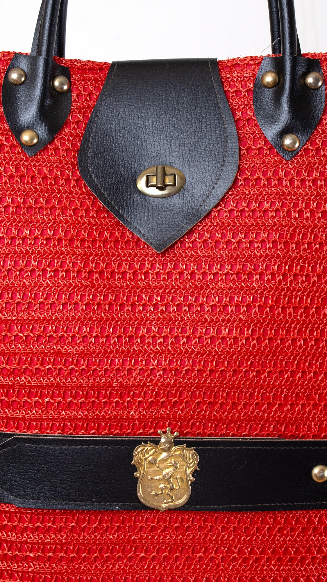 1960s Giant Red Raffia Purse