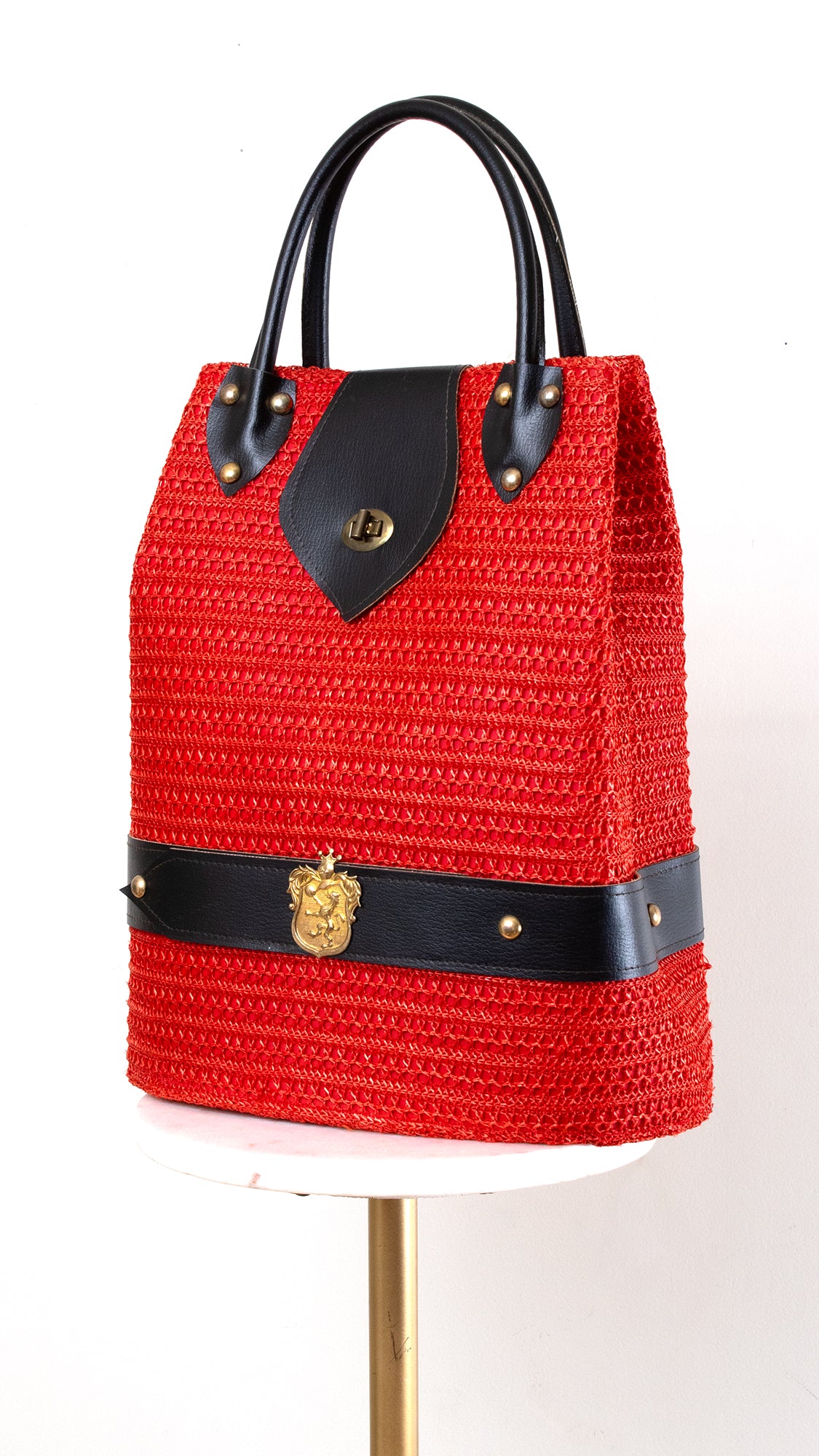 1960s Giant Red Raffia Purse