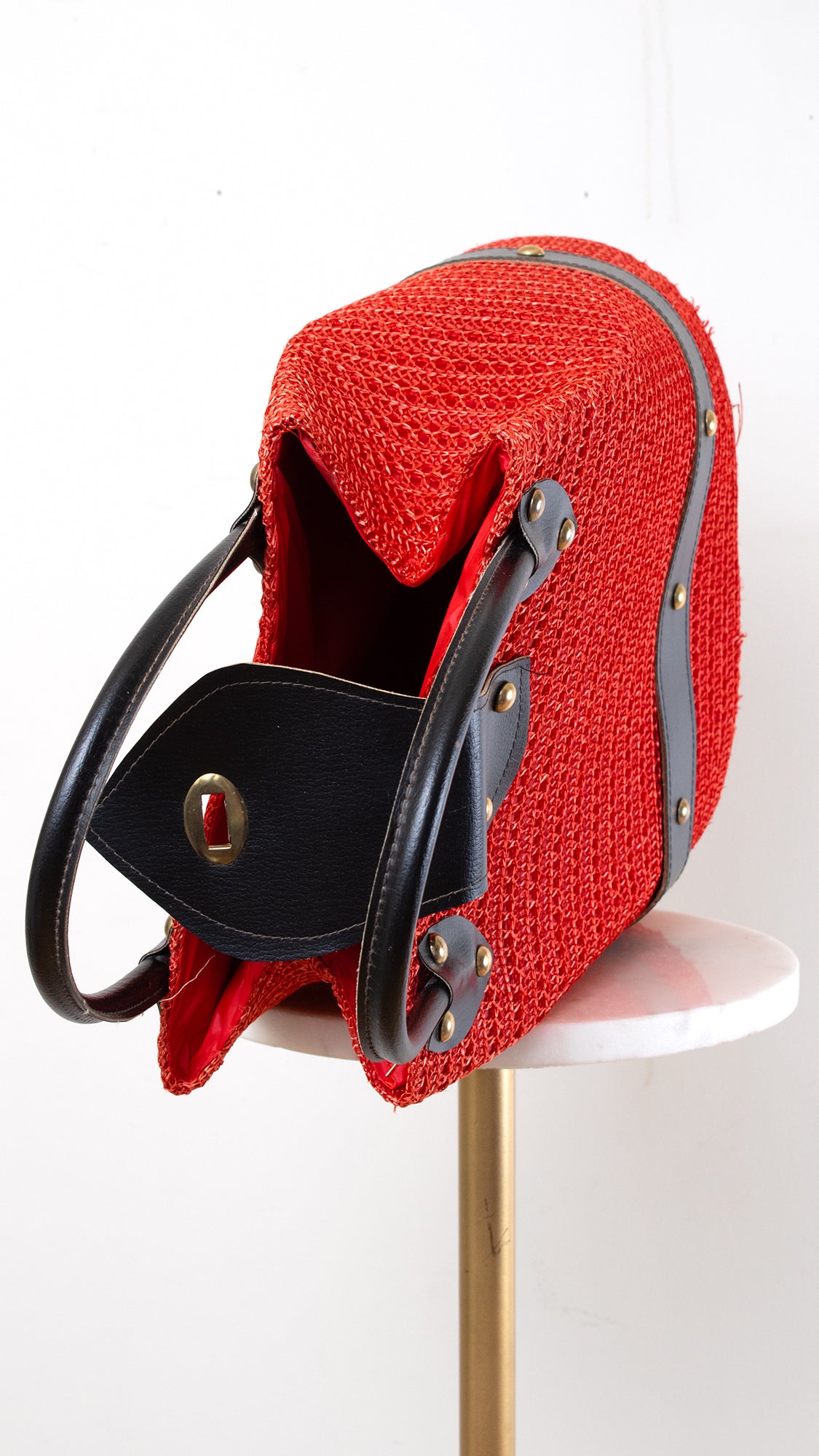 1960s Giant Red Raffia Purse