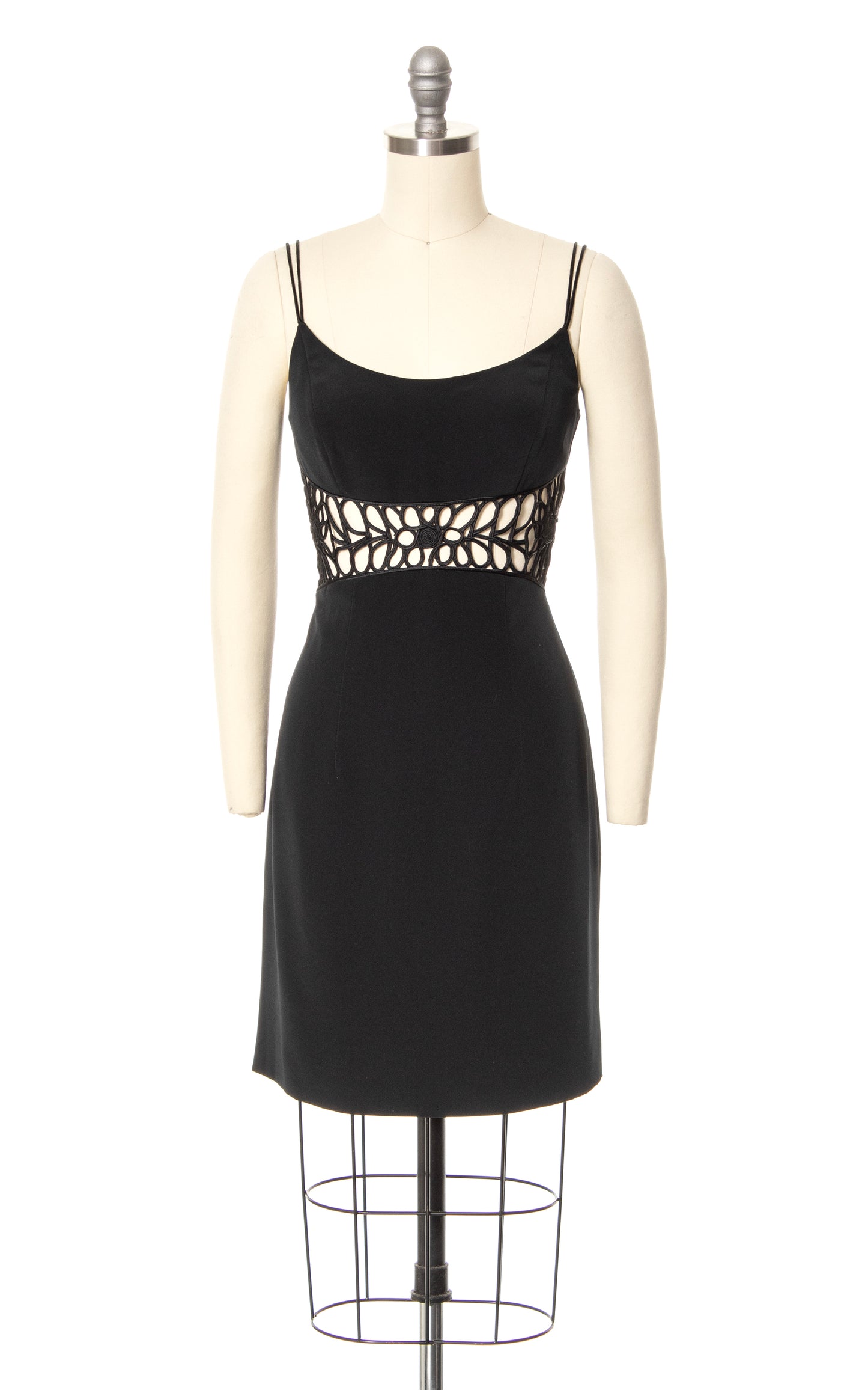 2000s Cutout Waist Black Cocktail Dress | small