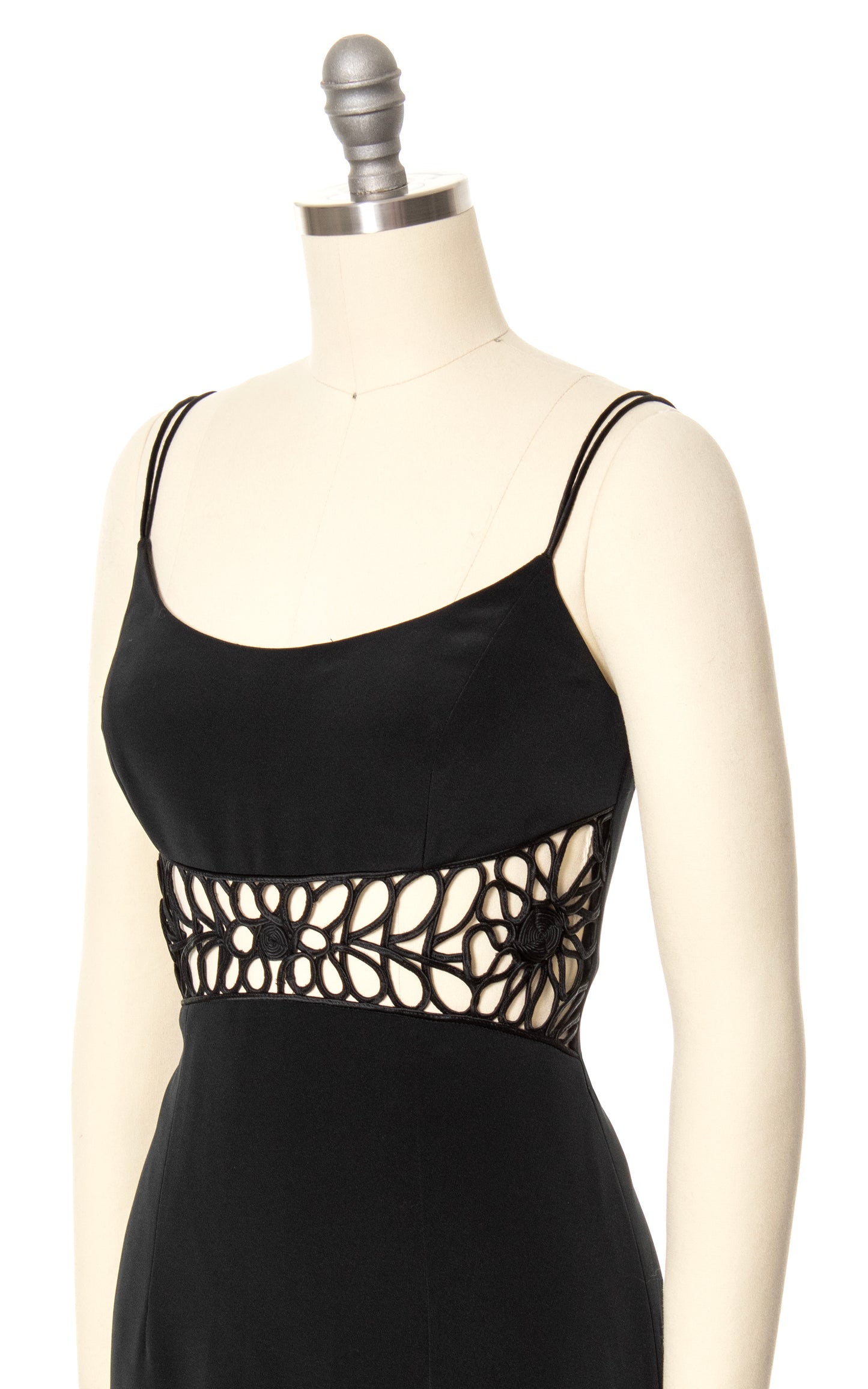 2000s Cutout Waist Black Cocktail Dress | small