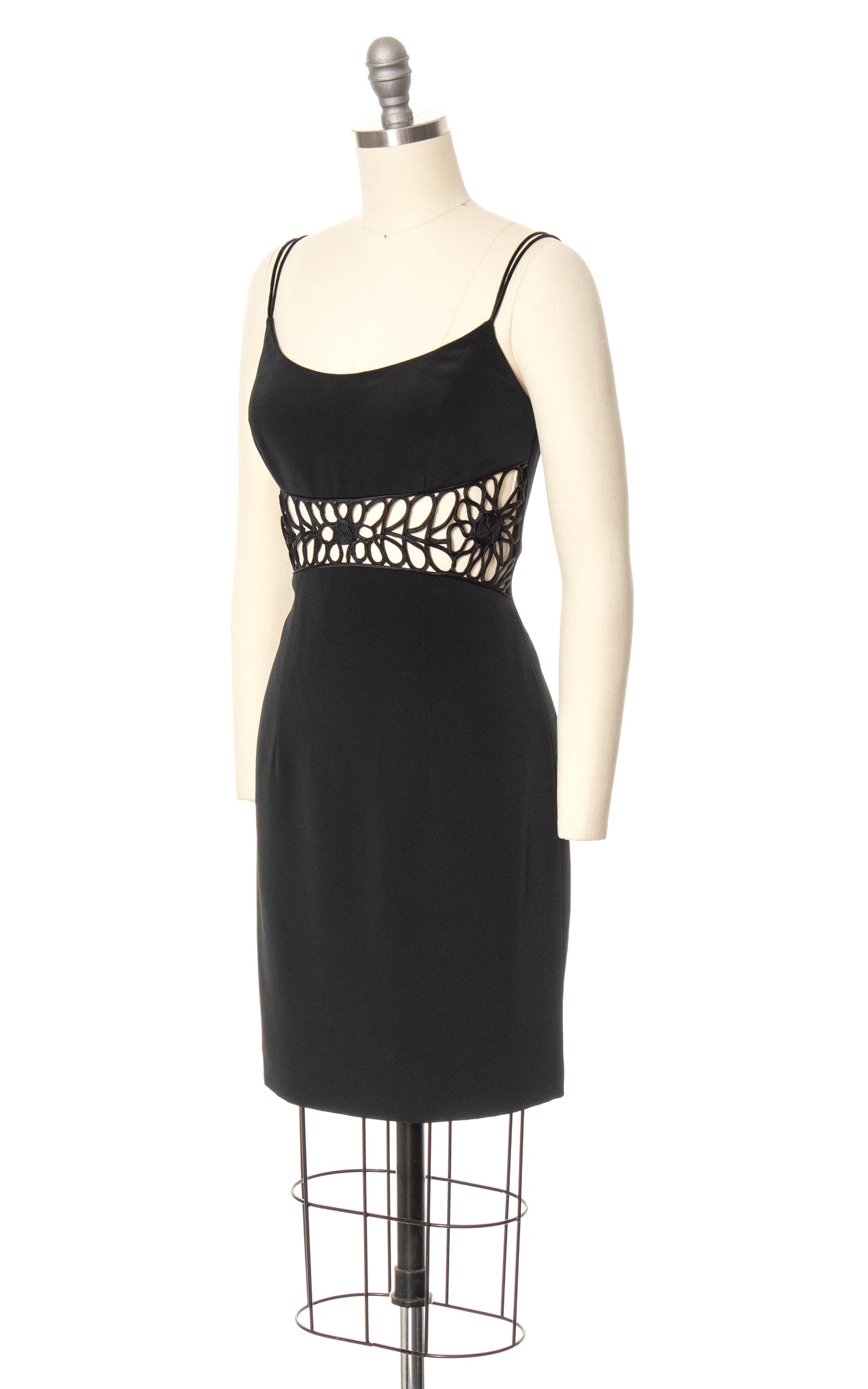 2000s Cutout Waist Black Cocktail Dress | small