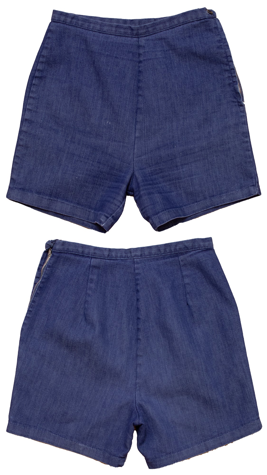 NEW ⭐️ 1960s Denim High Rise Side Zip Shorts | small
