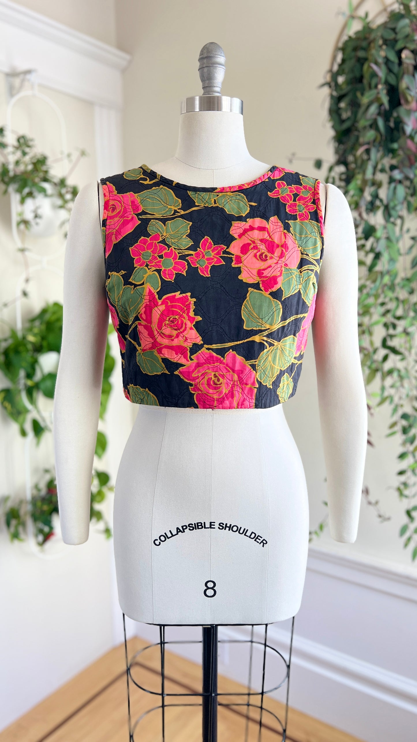 1960s Quilted Rose Top | small/medium
