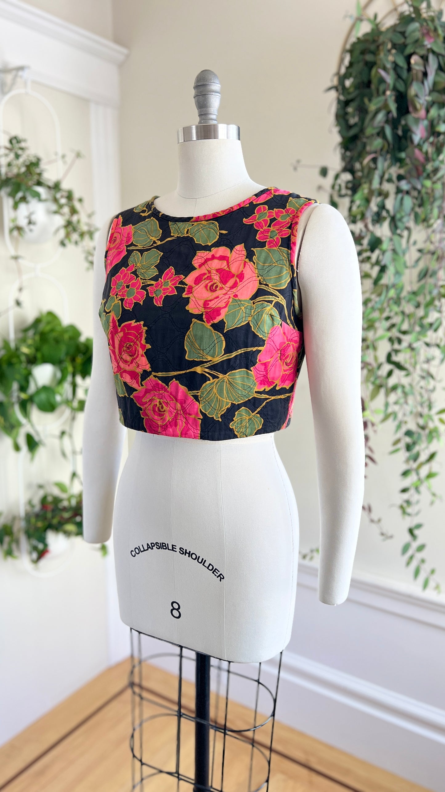 1960s Quilted Rose Top | small/medium
