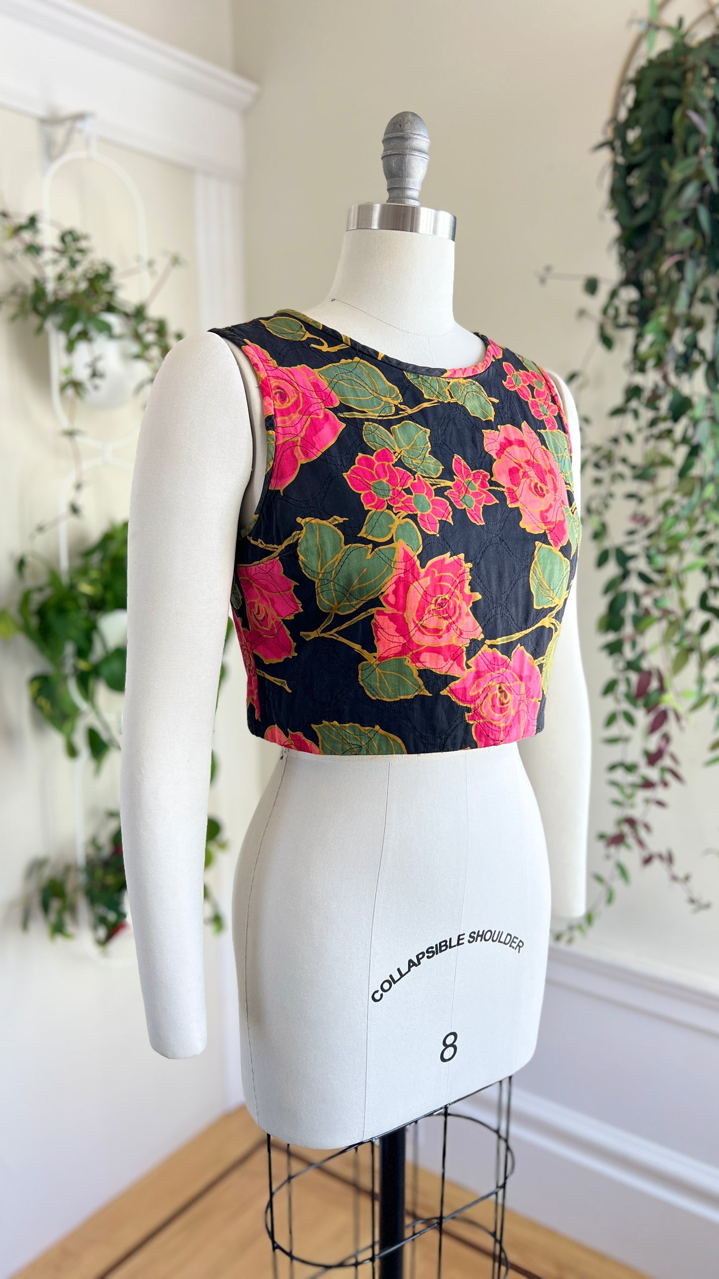 1960s Quilted Rose Top | small/medium