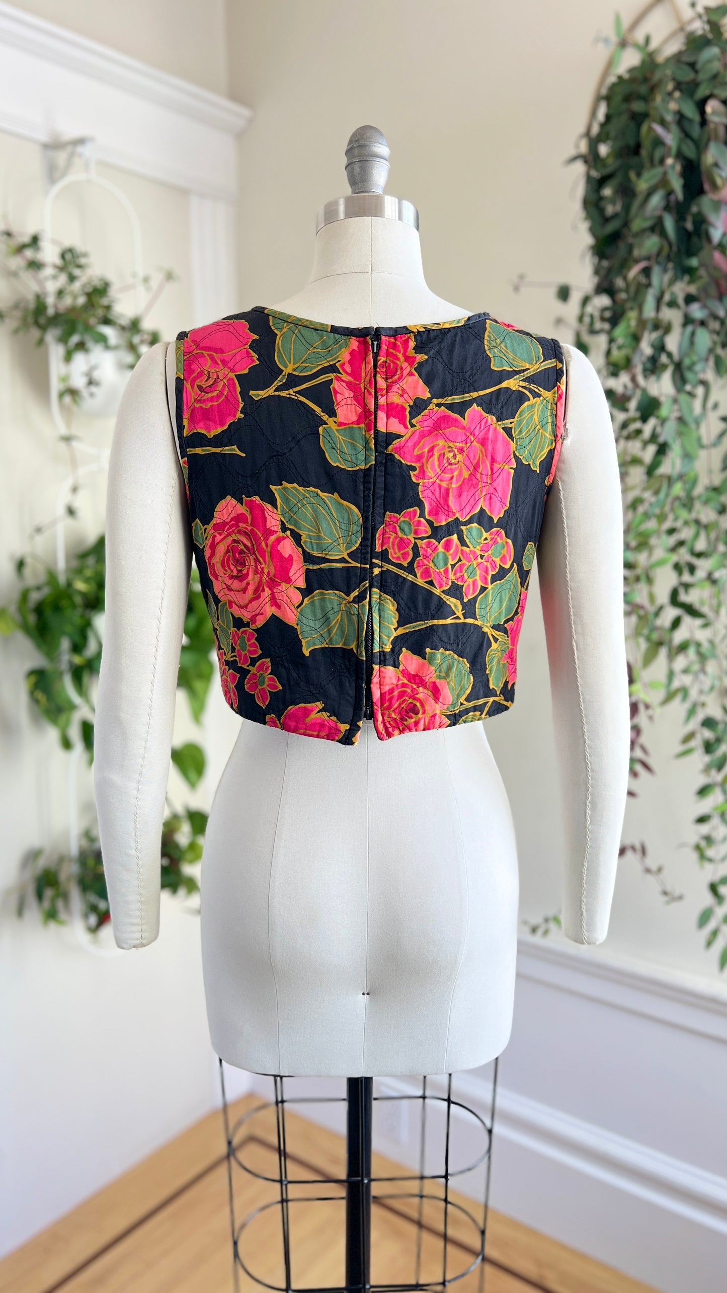 1960s Quilted Rose Top | small/medium