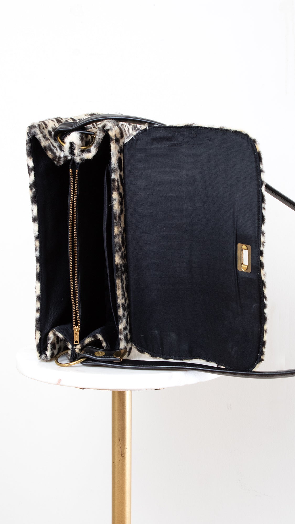 1960s Leopard Print Faux Fur Purse