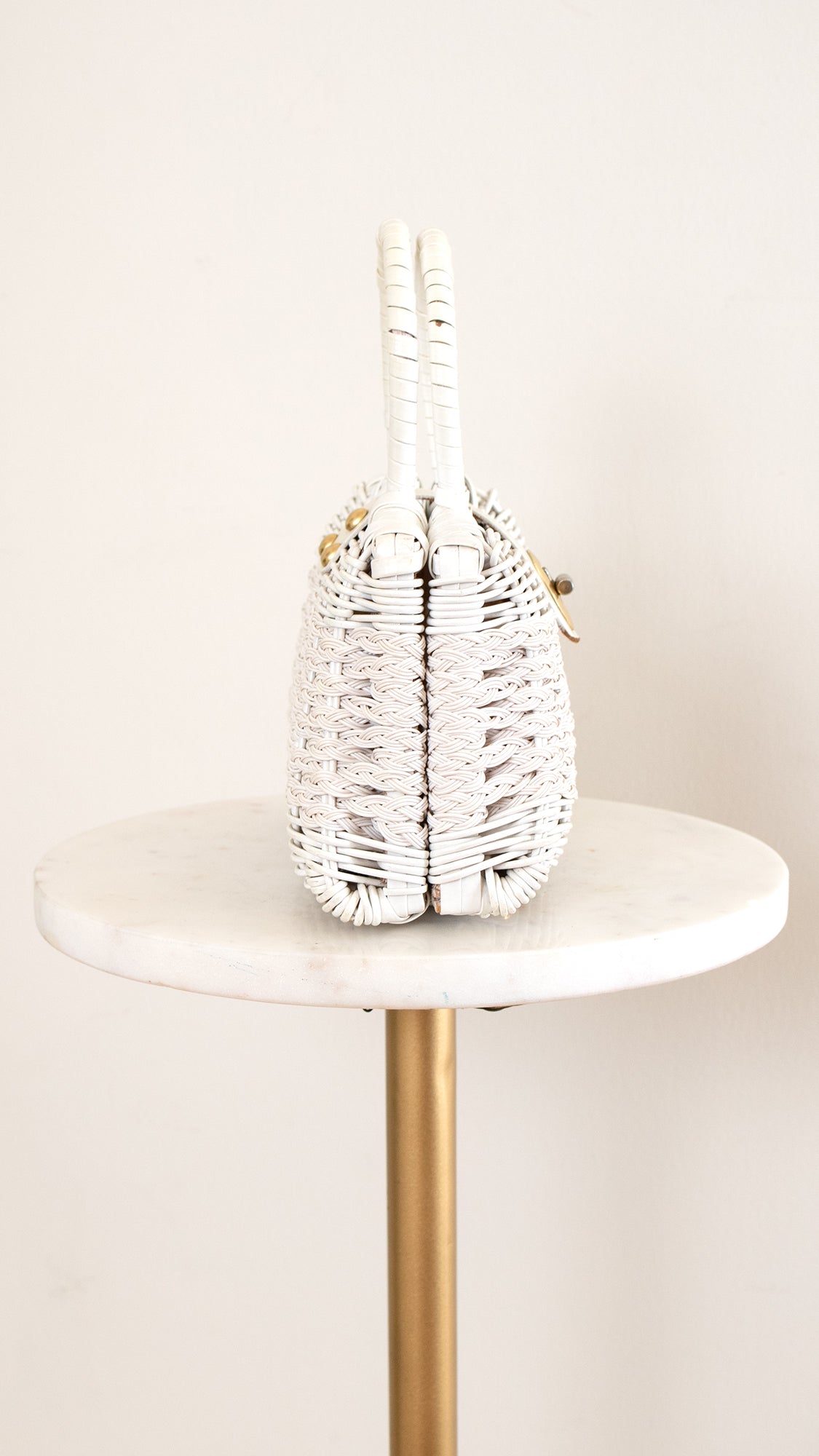 1960s White Wicker Box Purse