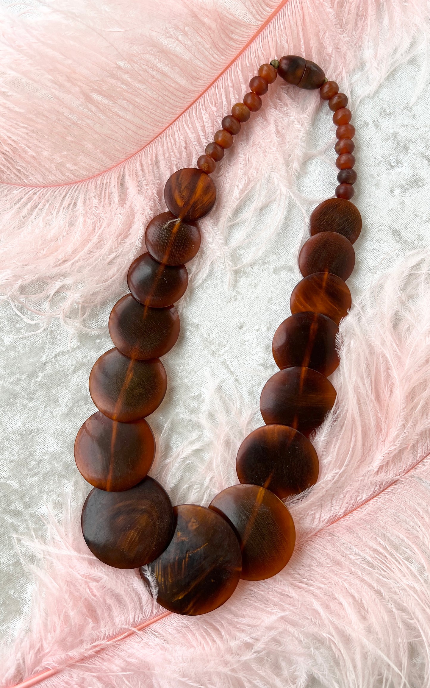 Vintage Chunky Beaded Discs Necklace