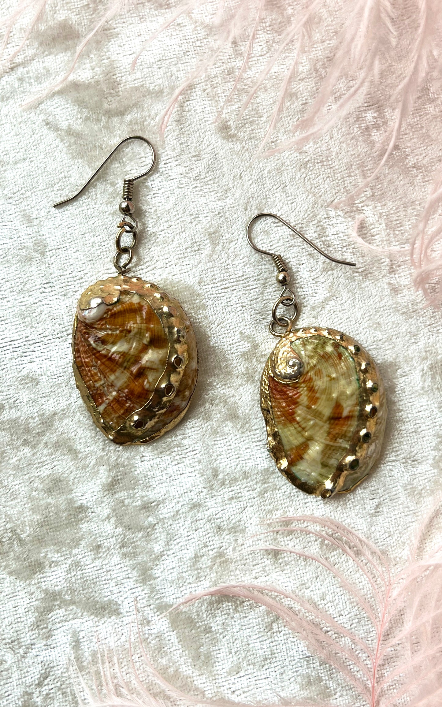 Vintage Gilded Mini Abalone Shell Earrings