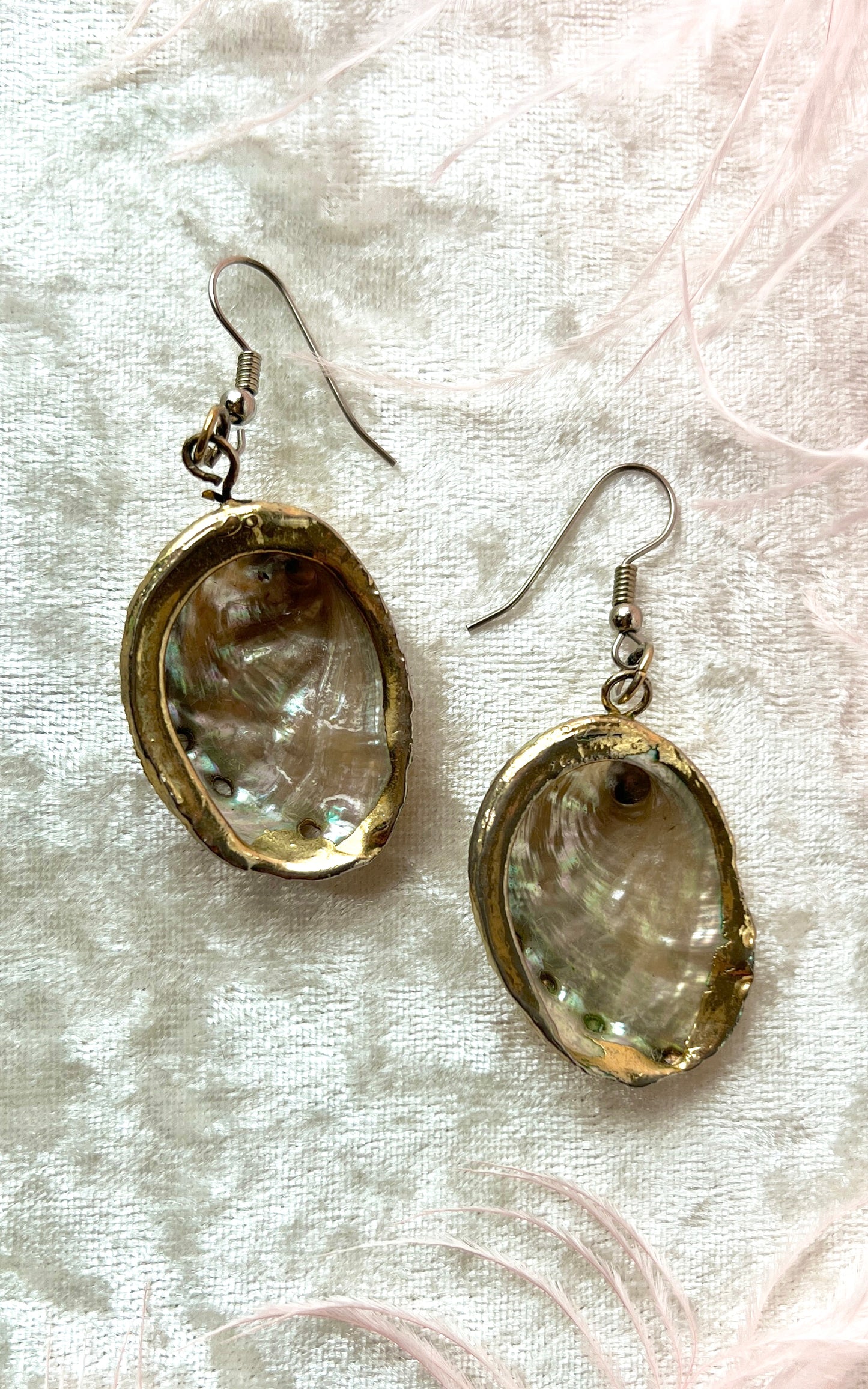 Vintage Gilded Mini Abalone Shell Earrings