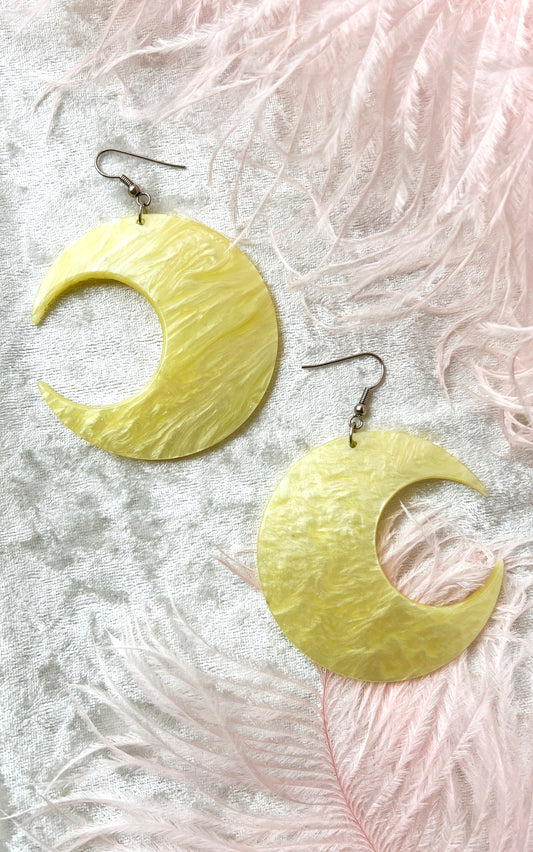 Vintage Large Crescent Moon Earrings