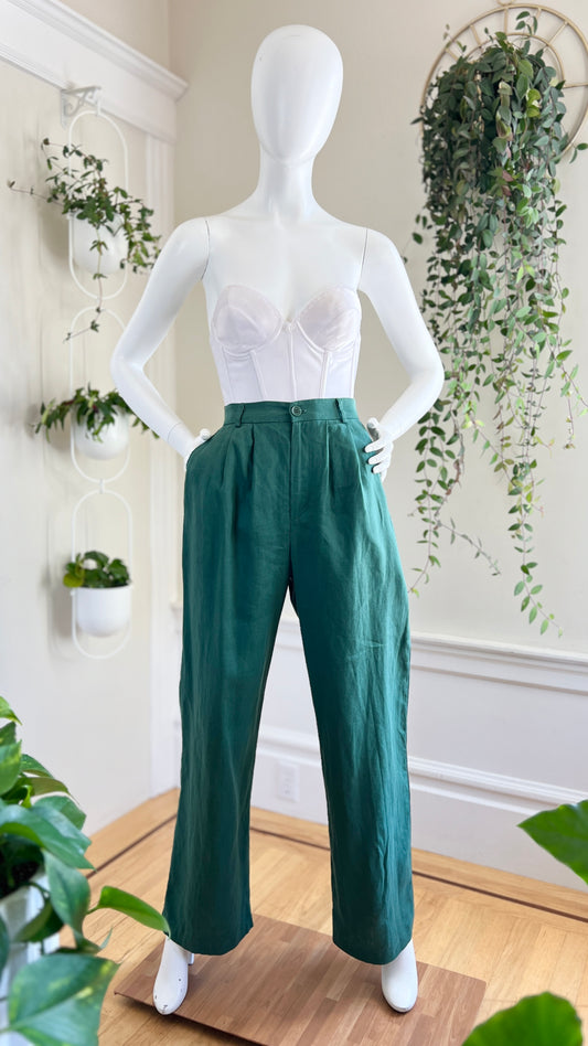 Modern REFORMATION Green Linen Pants | small