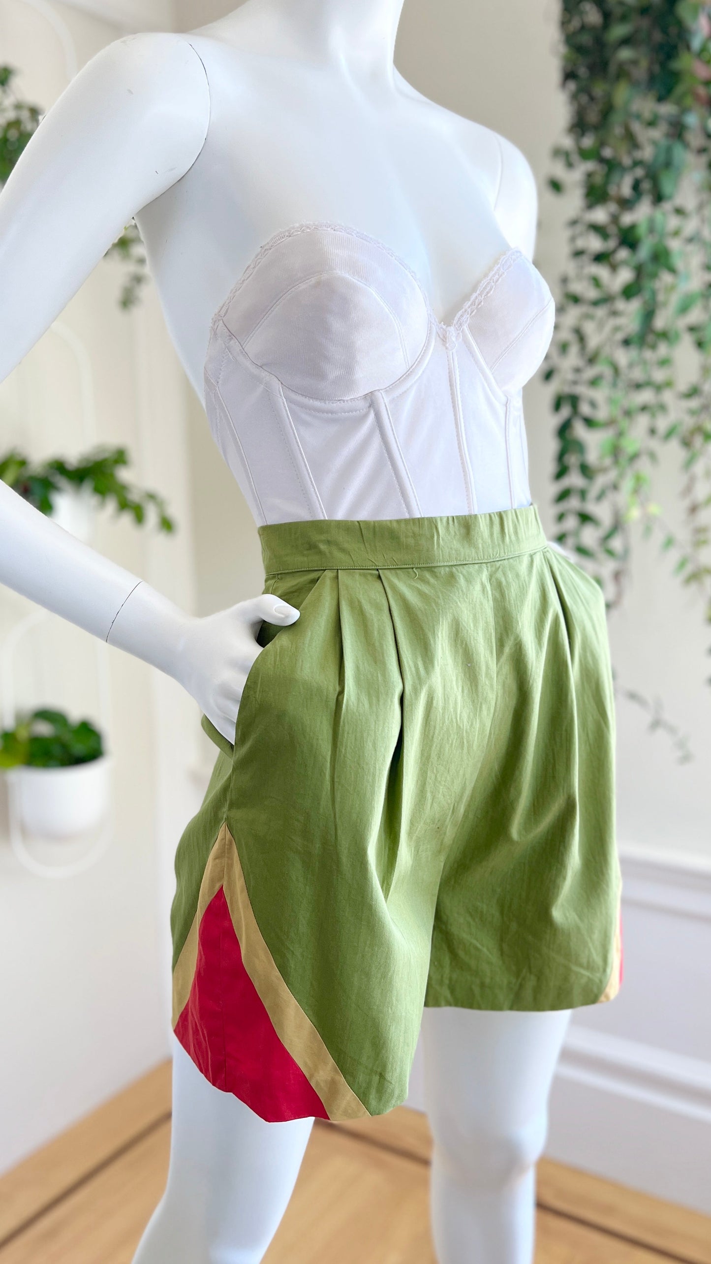 1940s 1950s Color Block Shorts | small