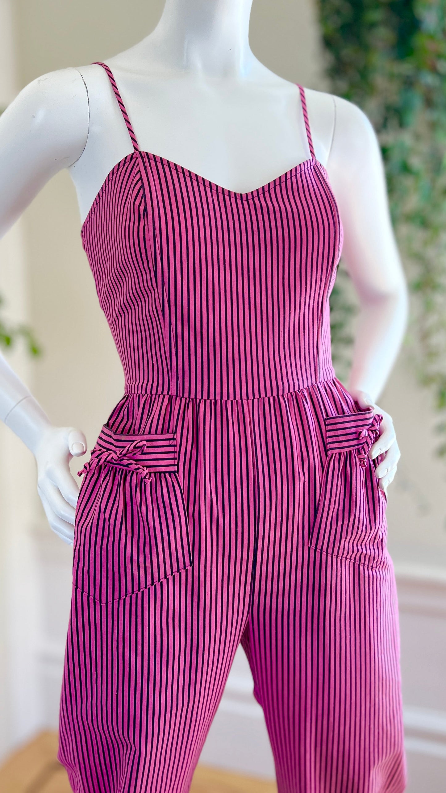 1970s Striped Sweetheart Jumpsuit | x-small/small