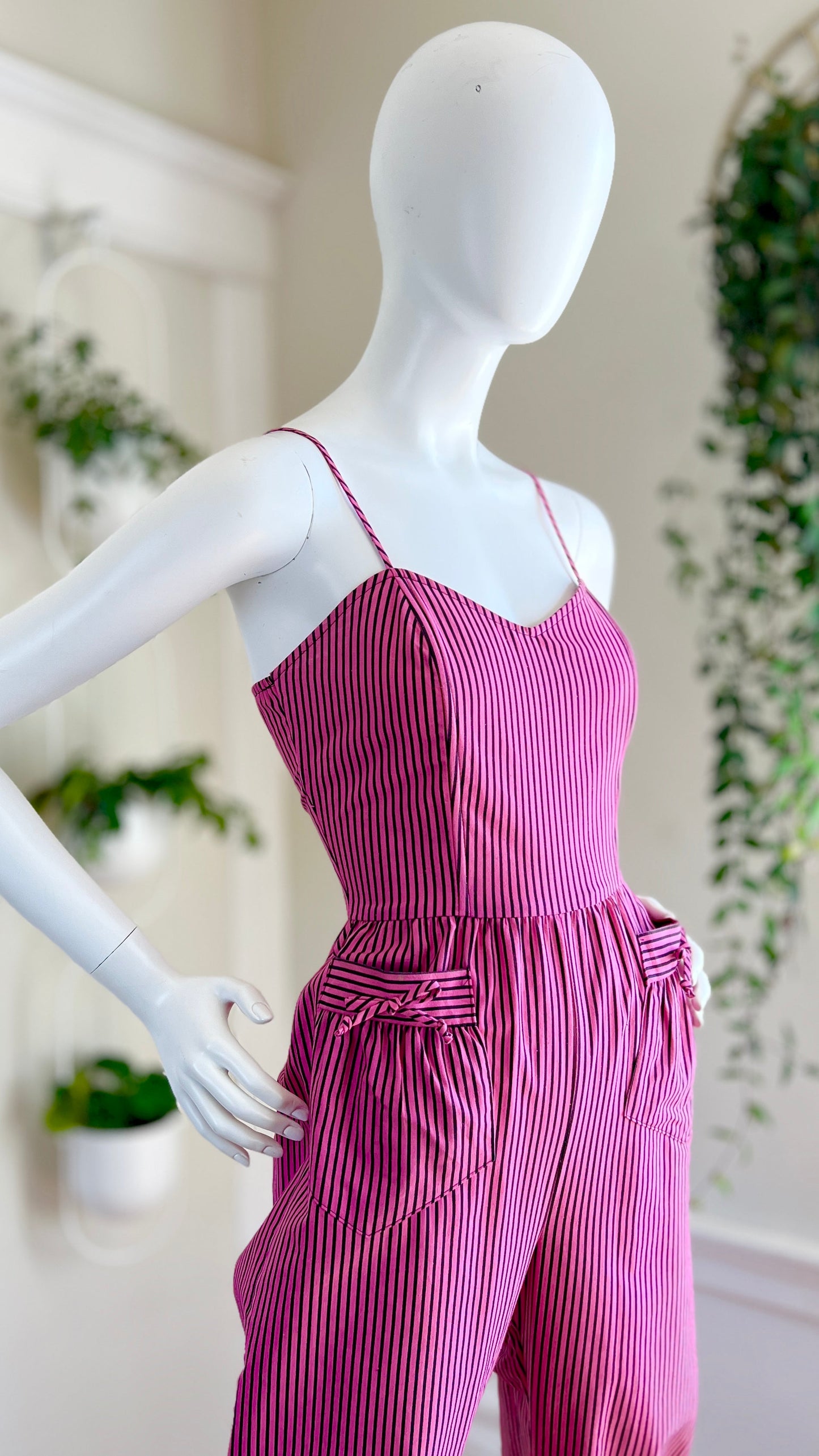 1970s Striped Sweetheart Jumpsuit | x-small/small