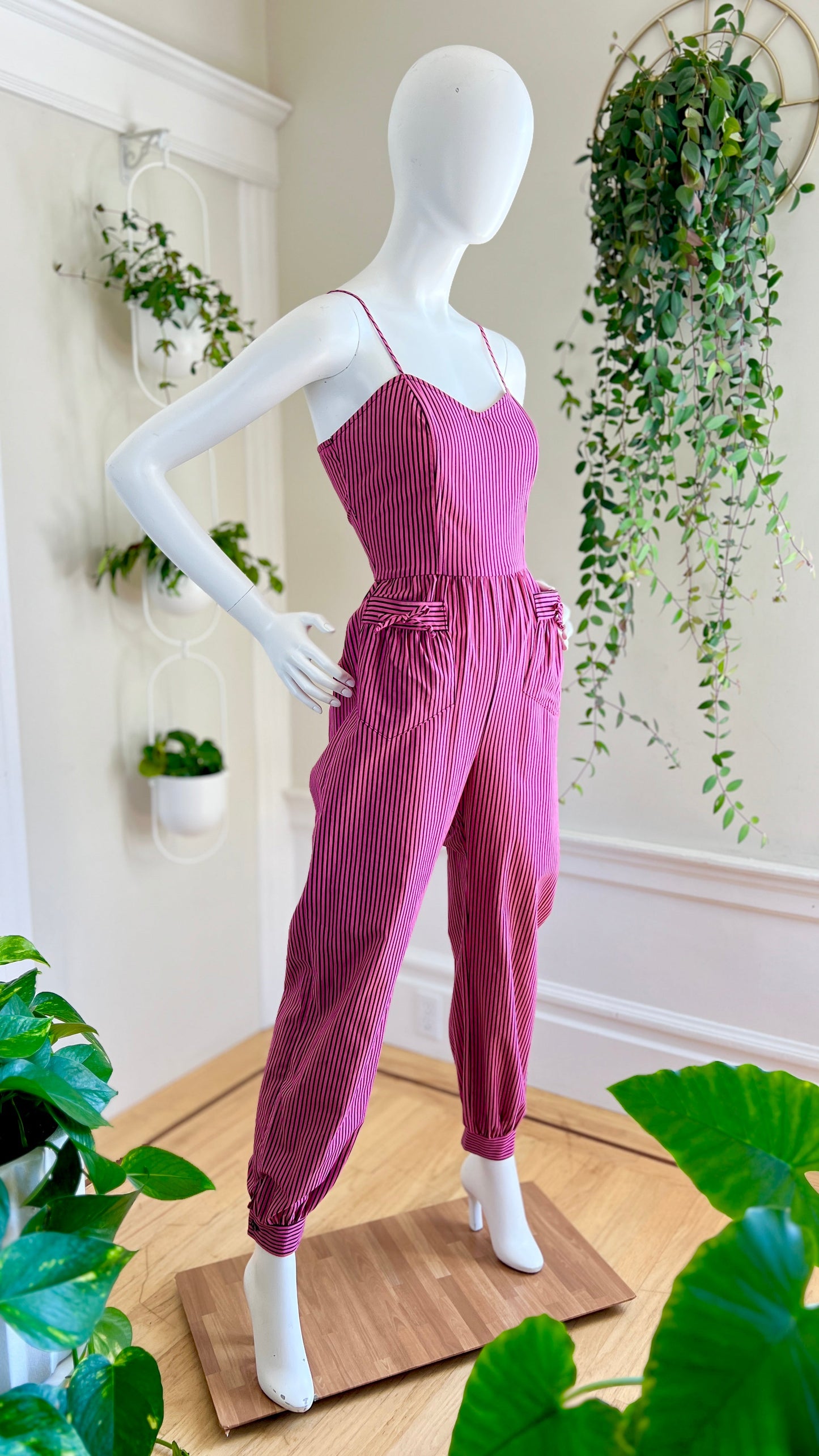 1970s Striped Sweetheart Jumpsuit | x-small/small
