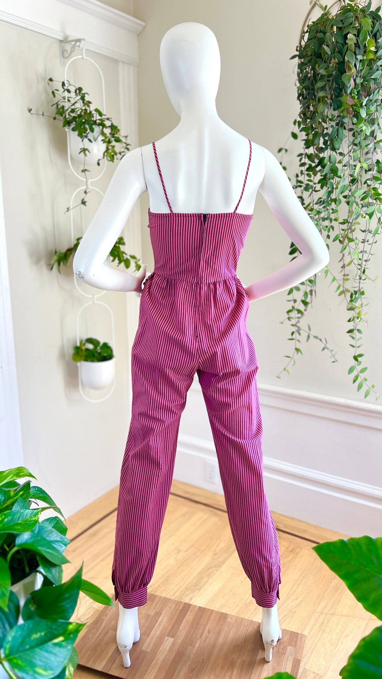 1970s Striped Sweetheart Jumpsuit | x-small/small