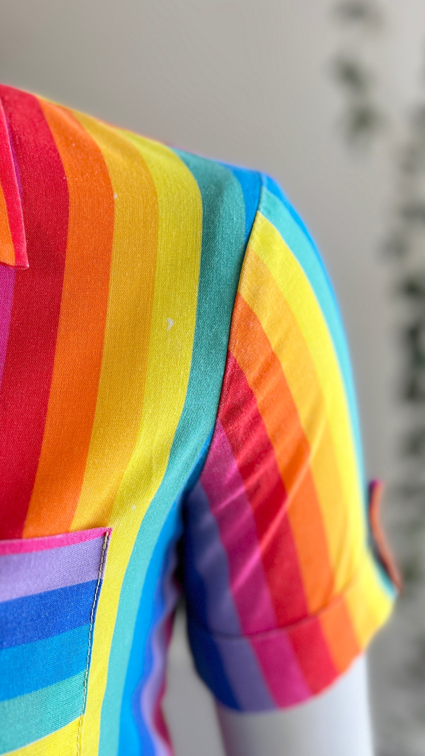 1970s Rainbow Striped Button-Up Shirt | small
