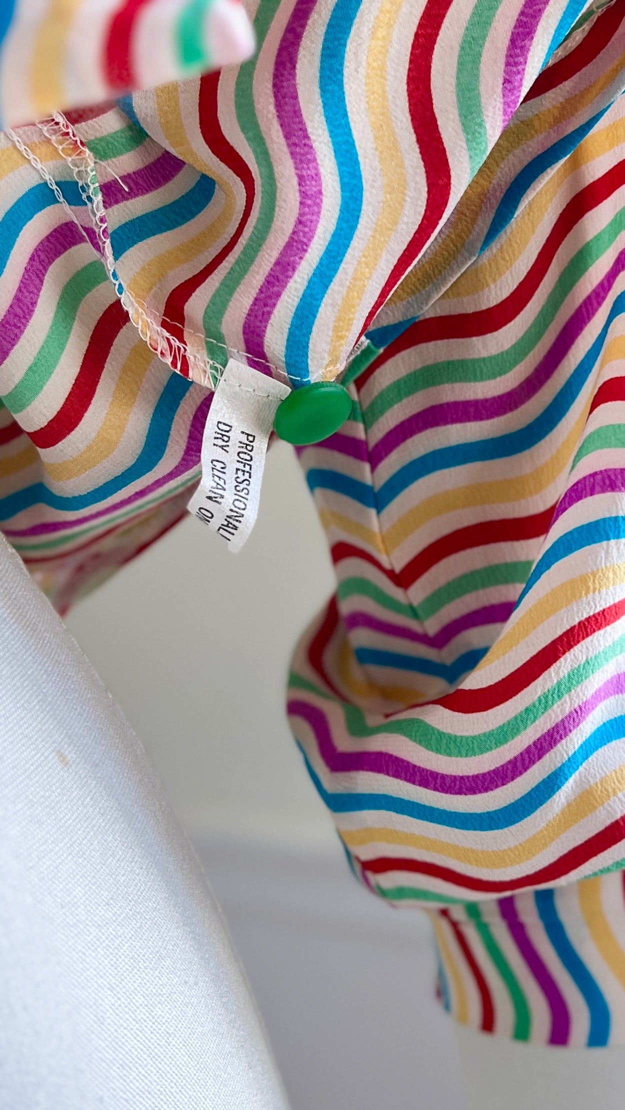 1980s Silk Rainbow Pussy Bow Blouse | small