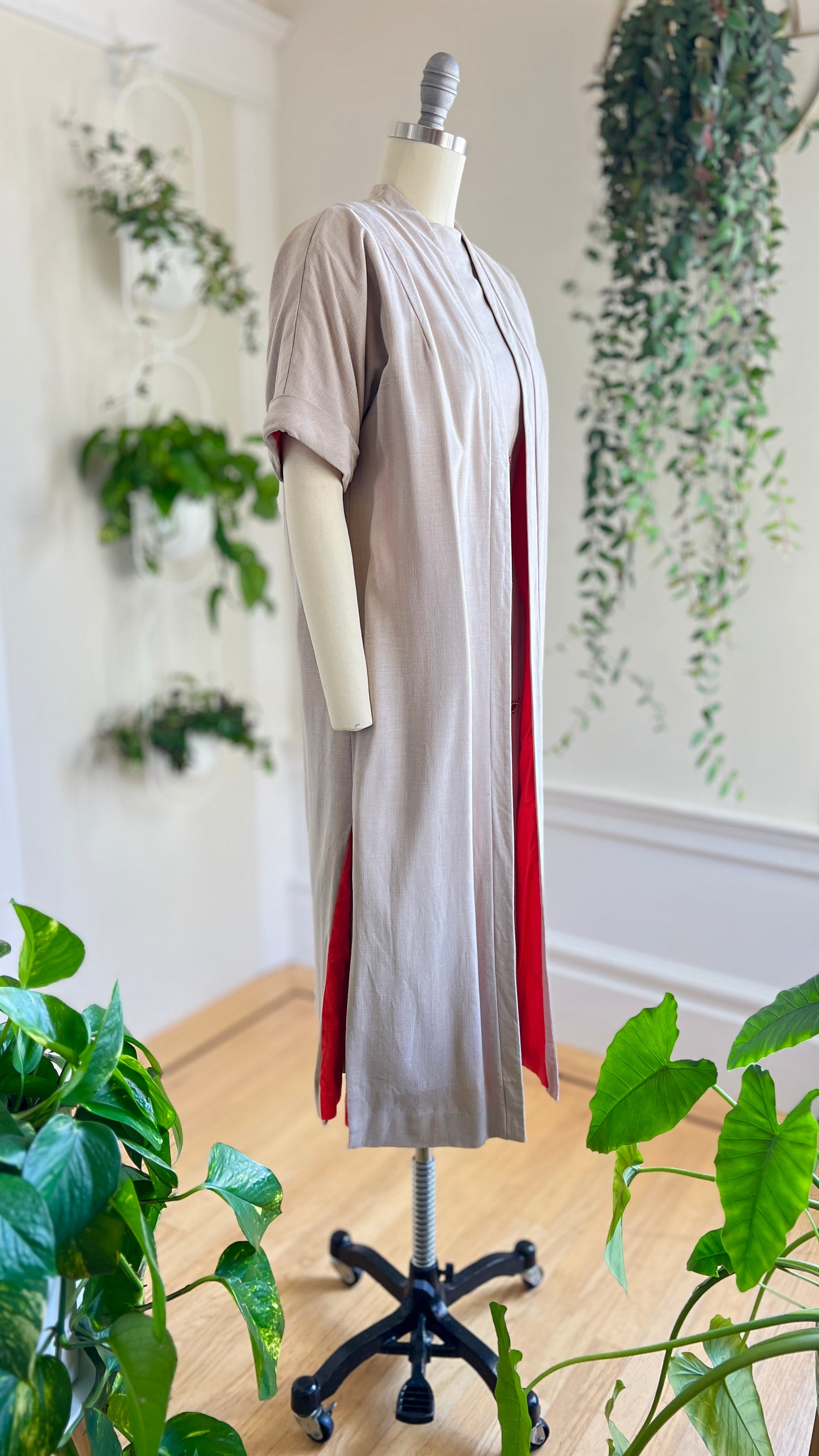 1950s Fish Appliqué Linen Dress Set | small