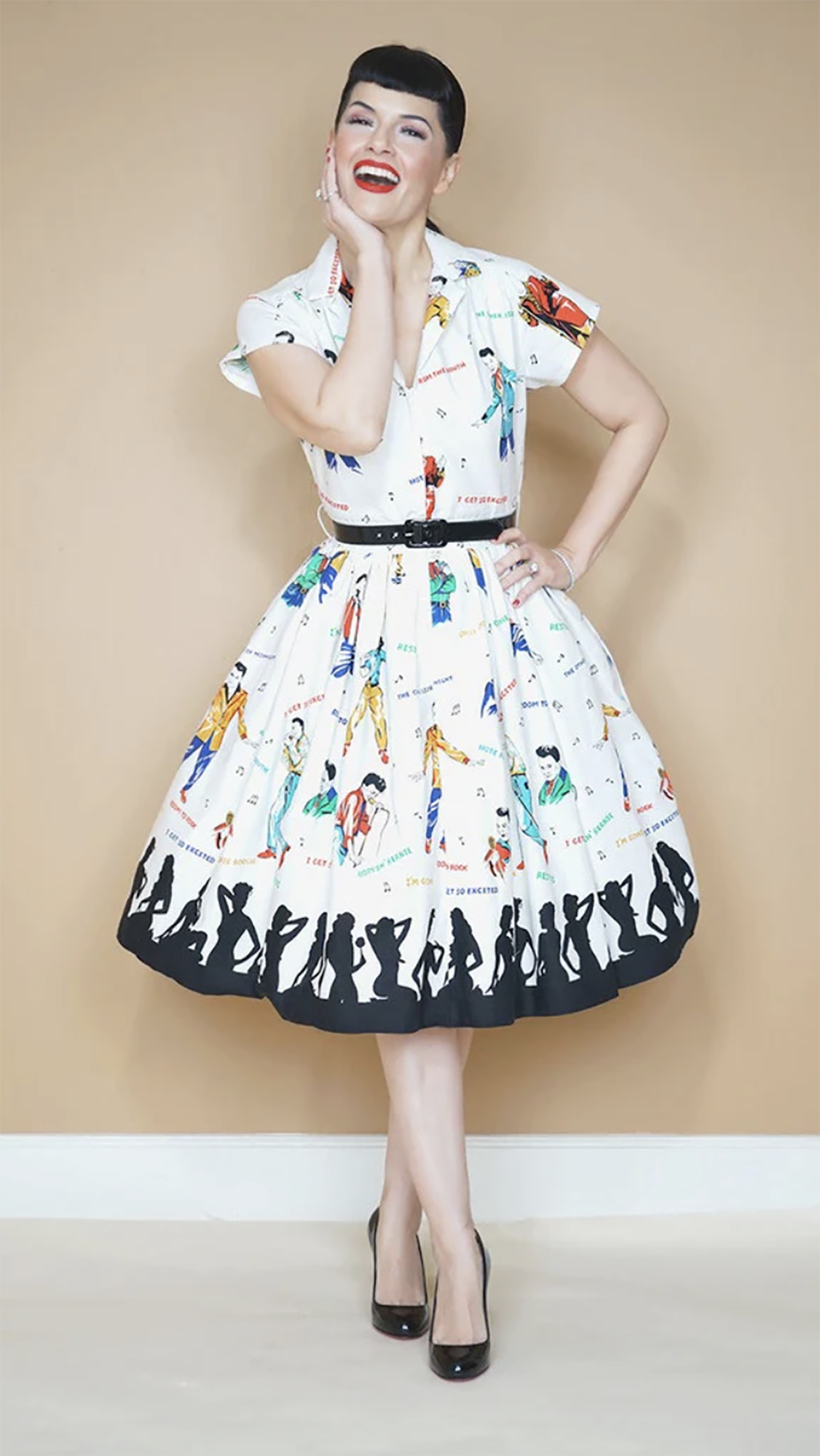 Modern BERNIE DEXTER Rockabilly Novelty Print Sundress | x-small/small