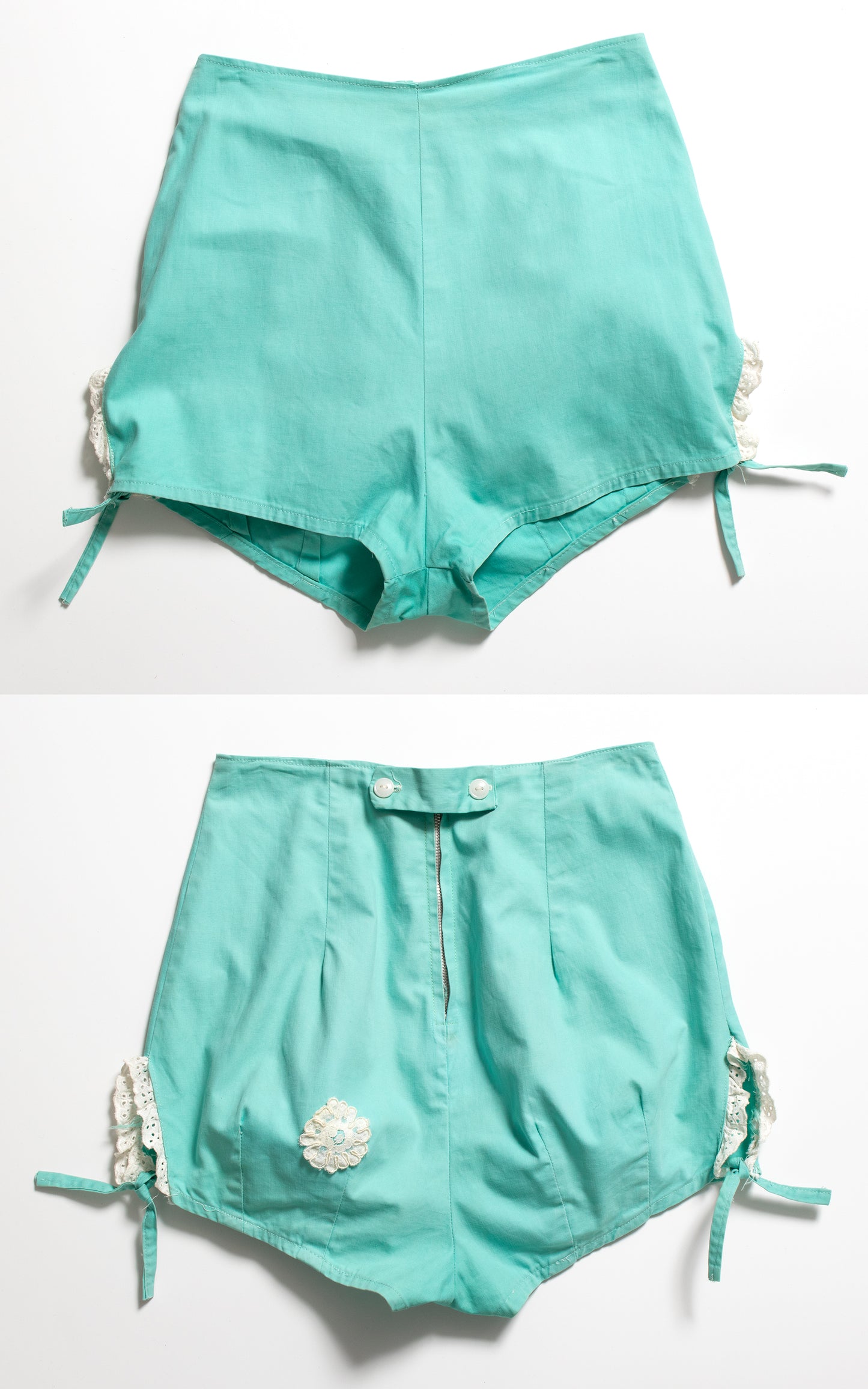 1940s Mint Cotton Shorts | small