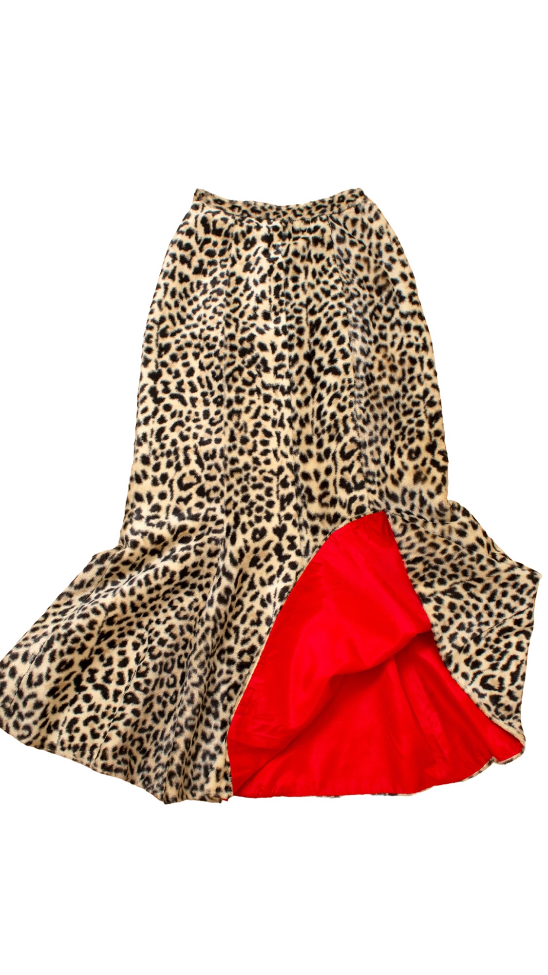NEW ⭐️ 1960s Leopard Print Faux Fur Mermaid Skirt | x-small