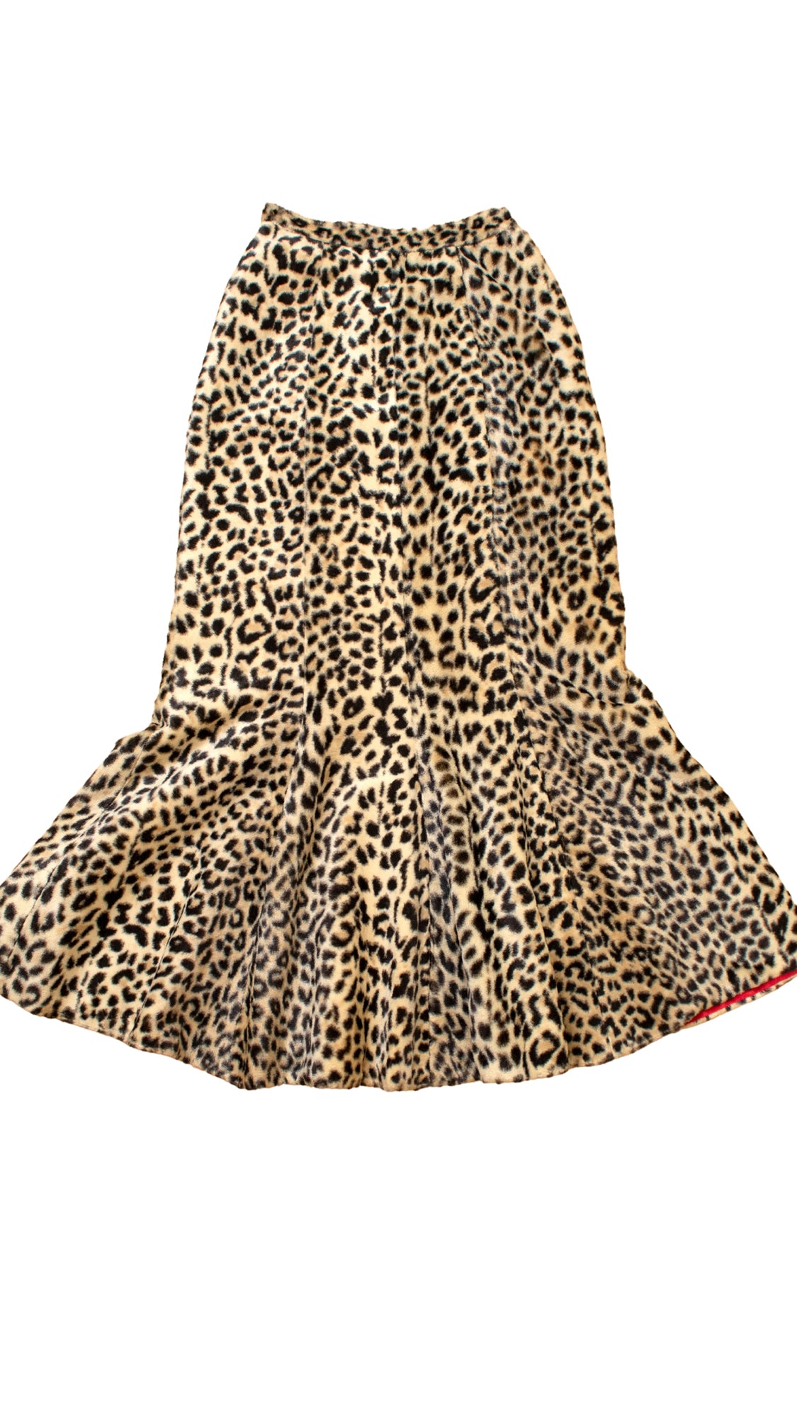 NEW ⭐️ 1960s Leopard Print Faux Fur Mermaid Skirt | x-small