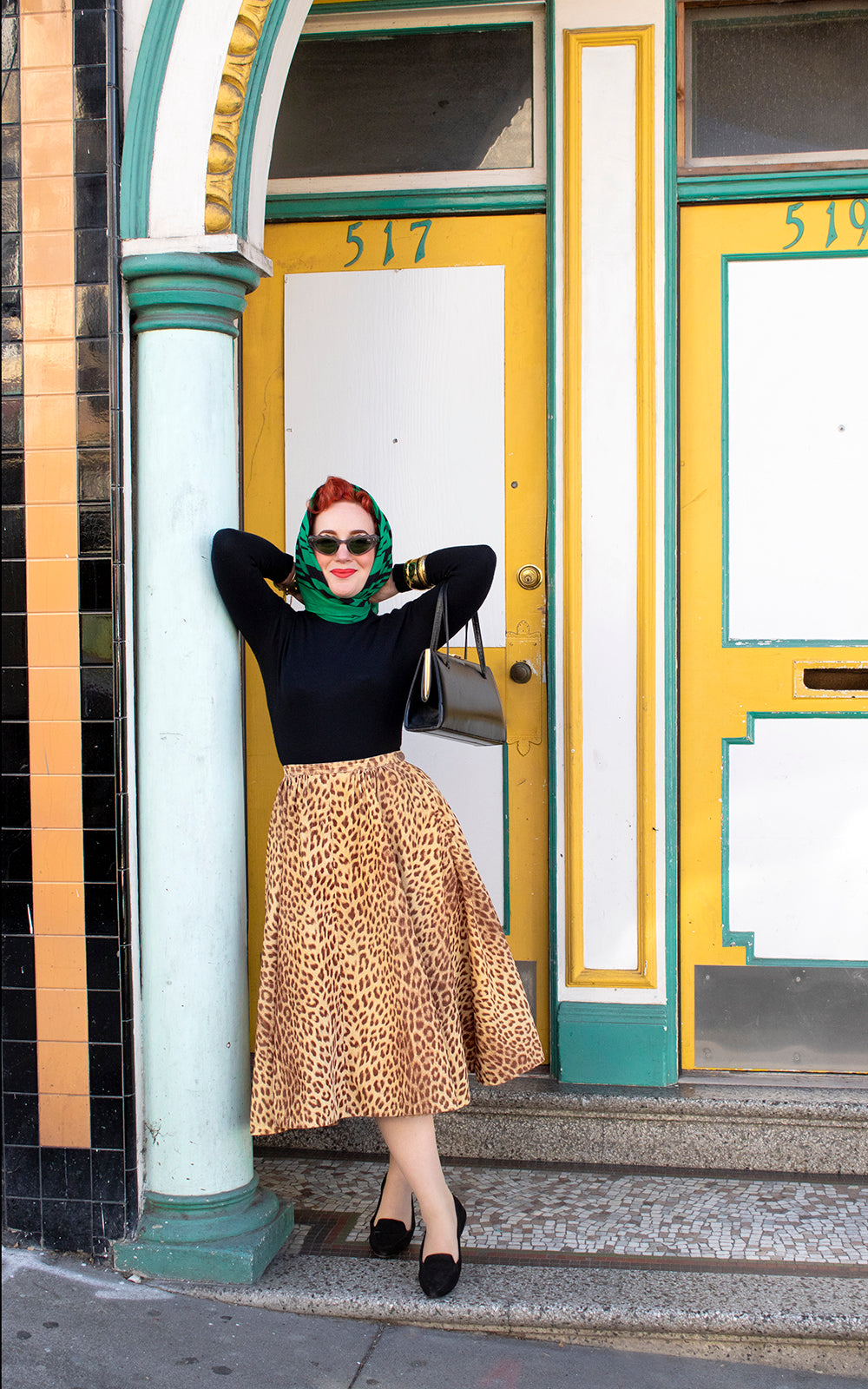 BLV x DEANNA || 1950s Leopard Print Corduroy Skirt | small