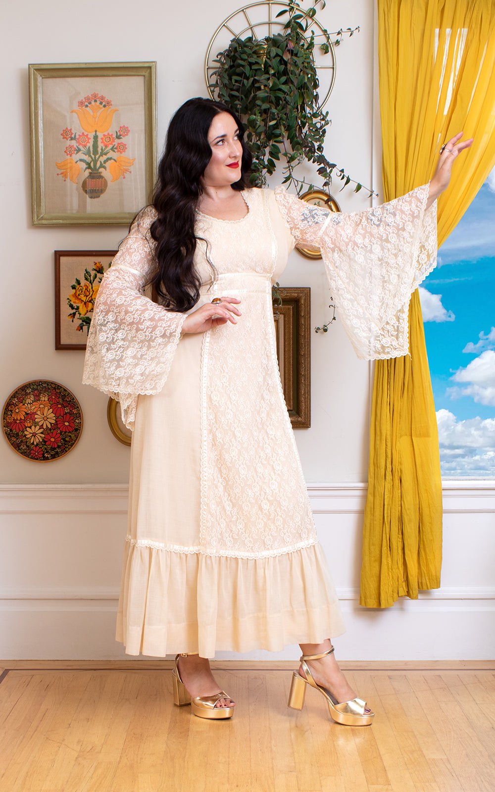 1970s Gunne Sax Style Maxi Dress | small/medium