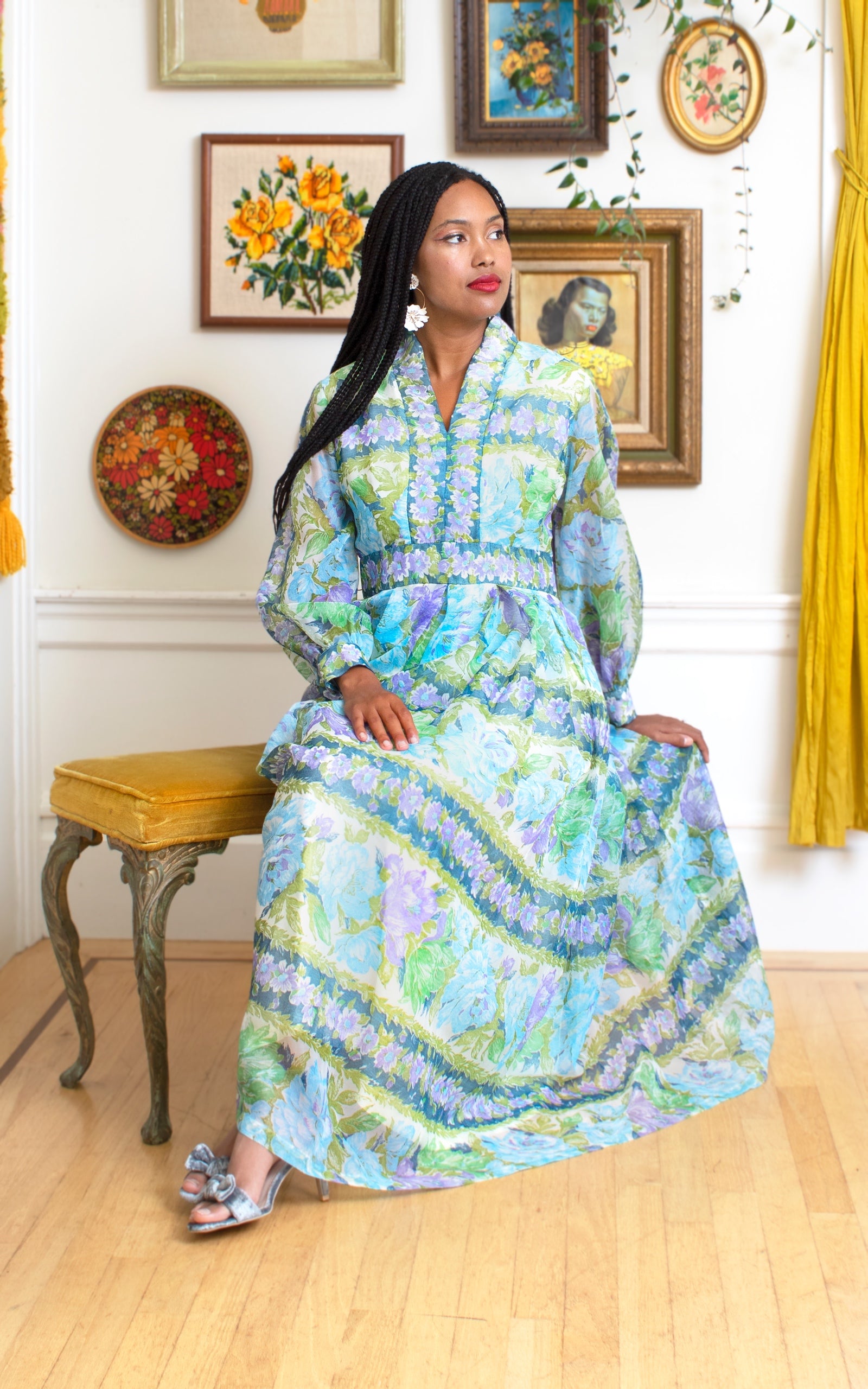 Vintage long sleeve maxi dress Clearance