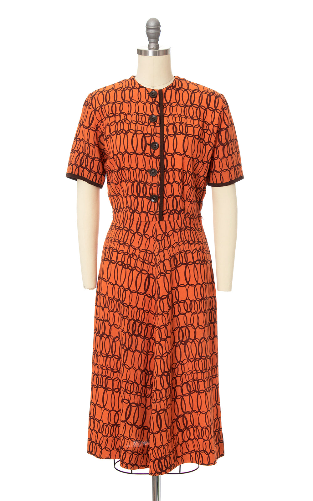 1940s Loopty Loop Linen Shirtwaist Dress | small