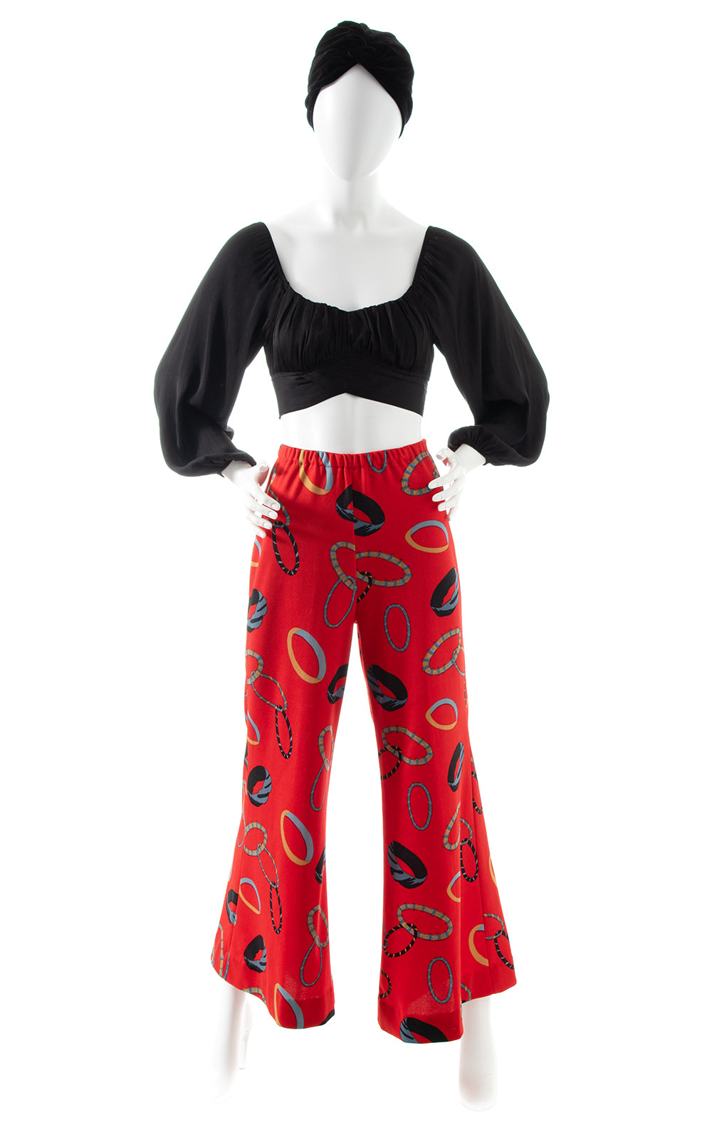1970s Bangles Novelty Print Wide Leg Pants | small/medium/large
