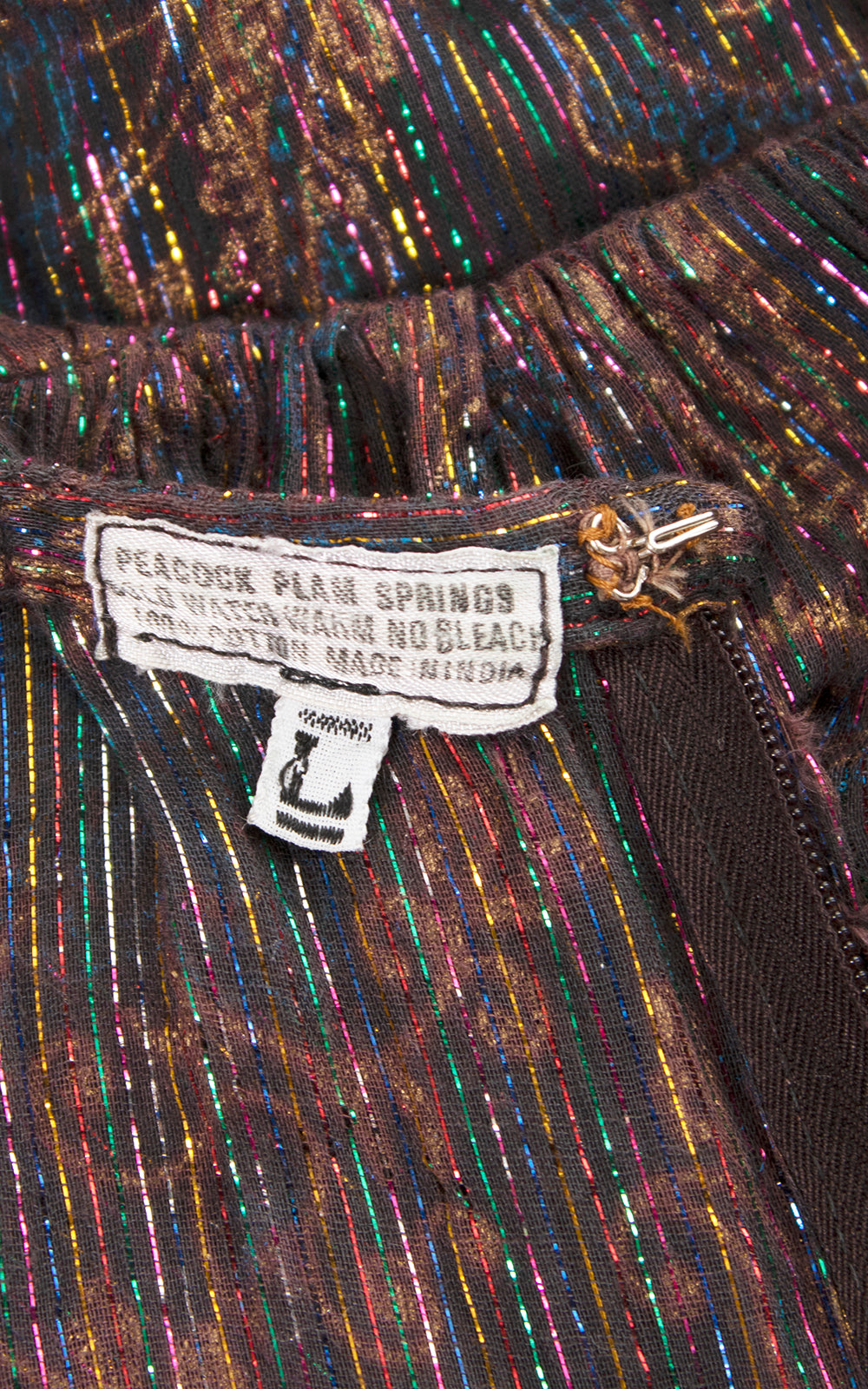 1970s Indian Cotton Metallic Rainbow Printed Sheer Jumpsuit | medium/large