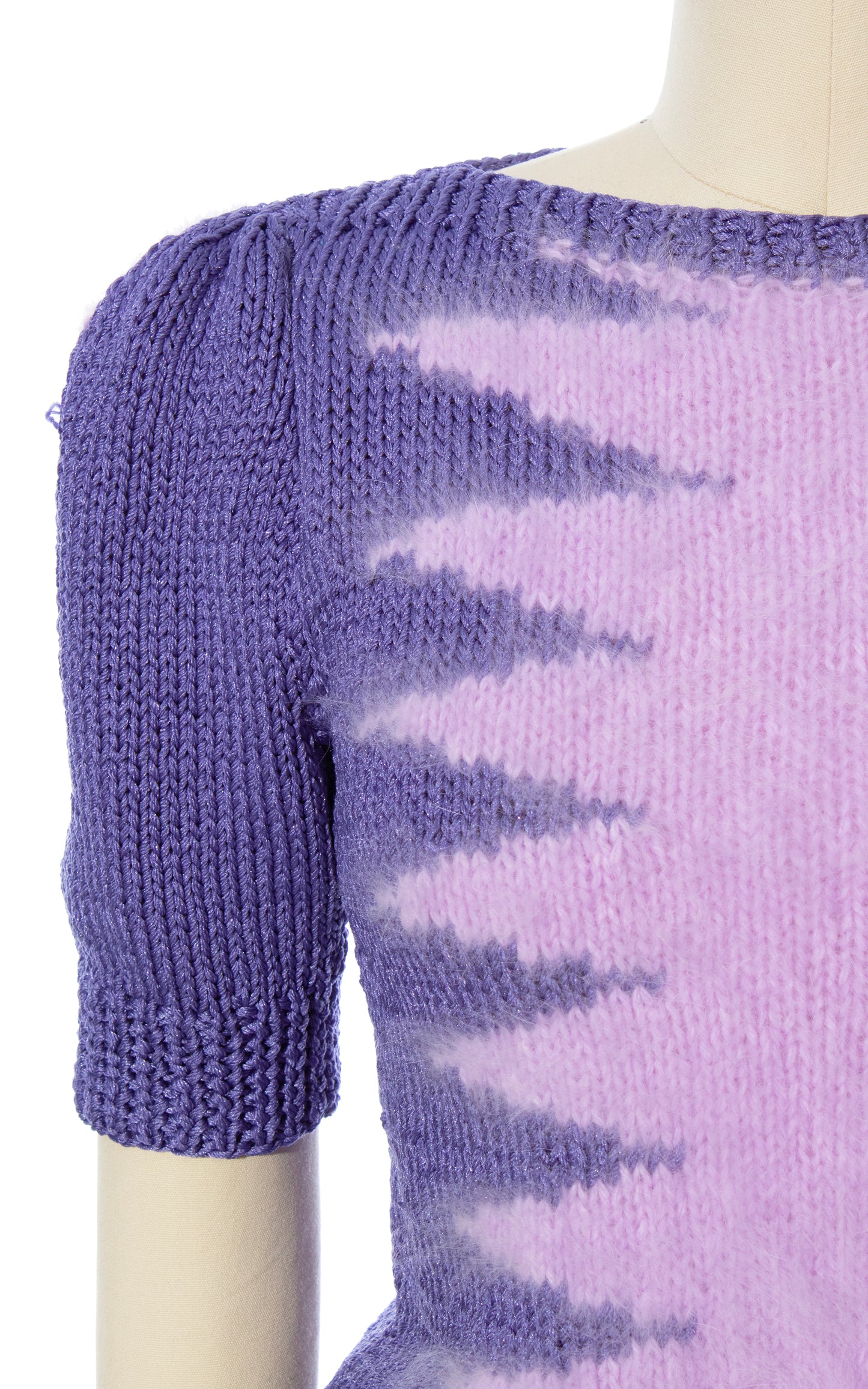 Vintage 80s 1980s Purple Angora & Rayon Knit Sweater Top BirthdayLifeVintage