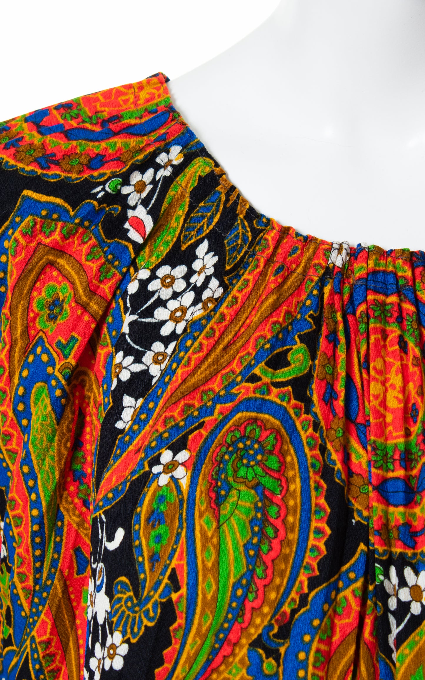 Vintage 70s 1970s Floral Paisley Pleated Kaftan Psychedelic Maxi Dress BirthdayLifeVintage