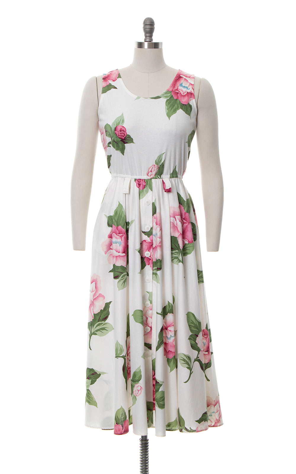 1980s CAROL ANDERSON Floral Shirtwaist Sundress with Pockets | x-small/small/medium